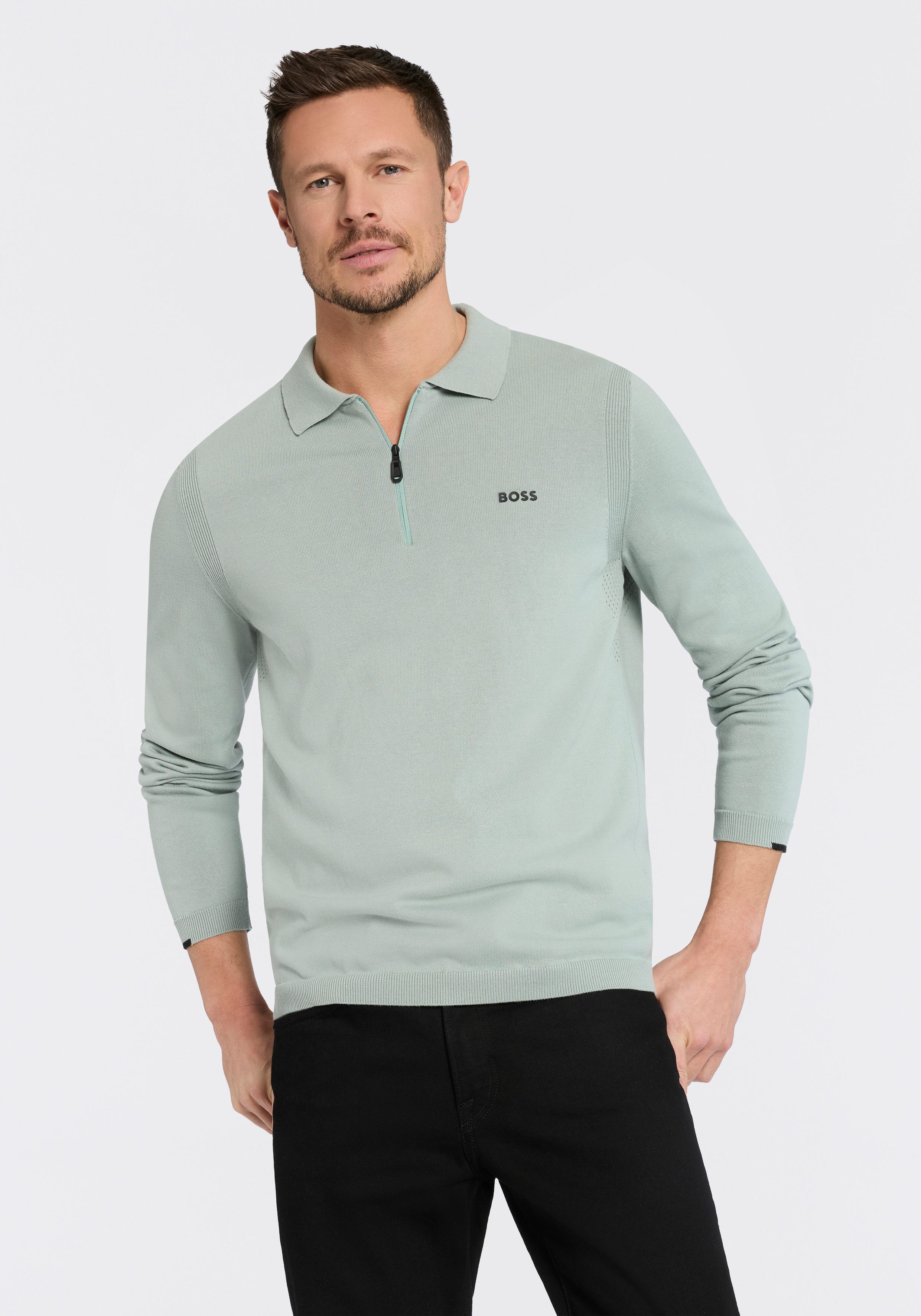 BOSS GREEN Strickpullover KN Ever-X PL mit Reißverschluss, regular fit, toniges Logo