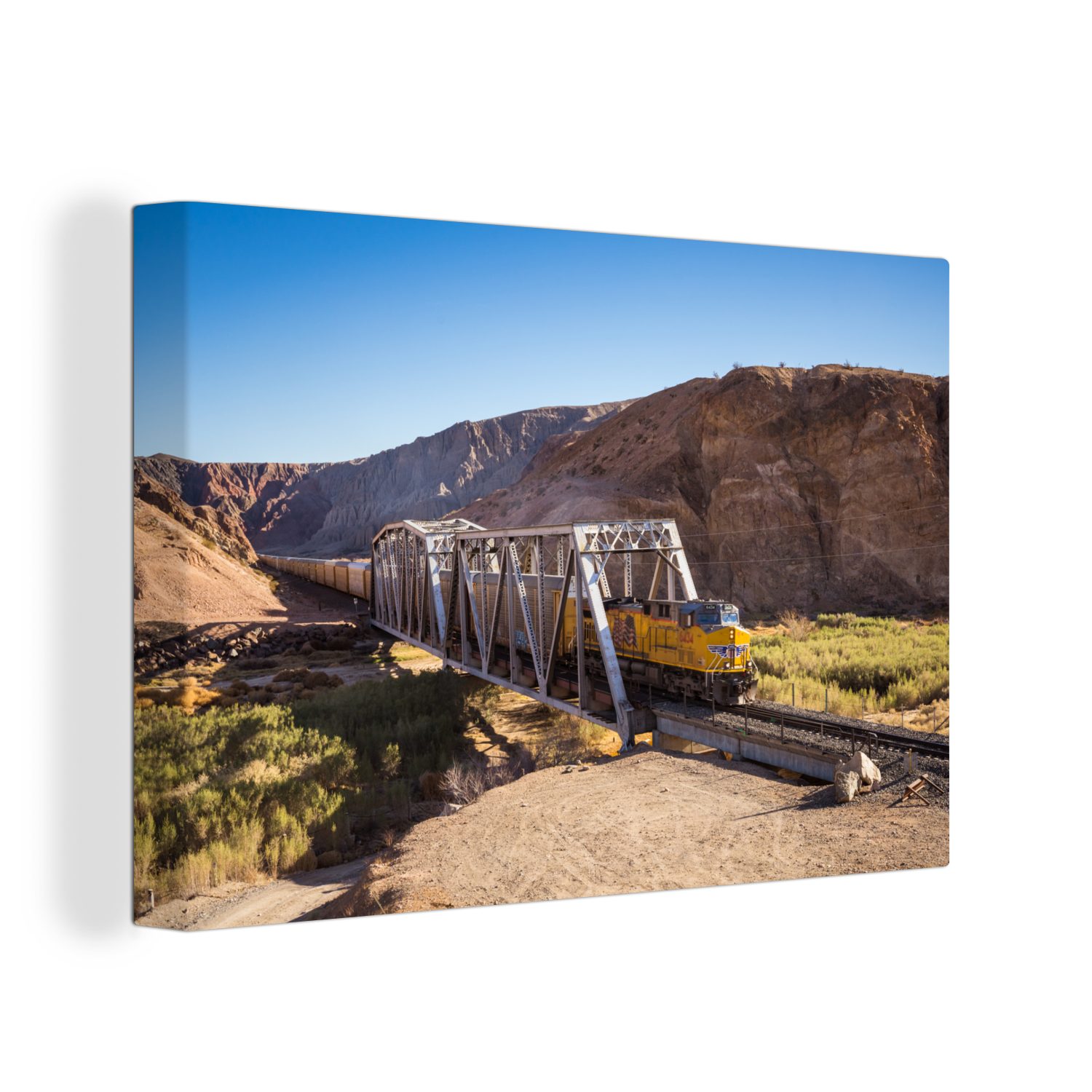 OneMillionCanvasses® Leinwandbild Zug - Schiene - Amerika, (1 St), Wandbild Leinwandbilder, Aufhängefertig, Wanddeko, 30x20 cm