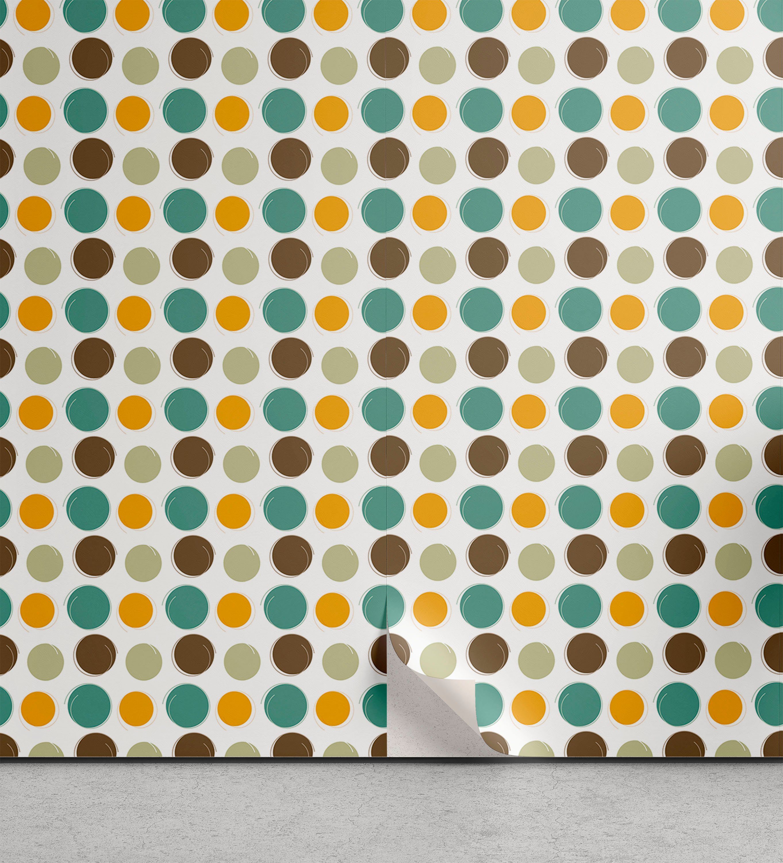 Abakuhaus Vinyltapete selbstklebendes Wohnzimmer Küchenakzent, Retro Bunter abstrakter Punkt