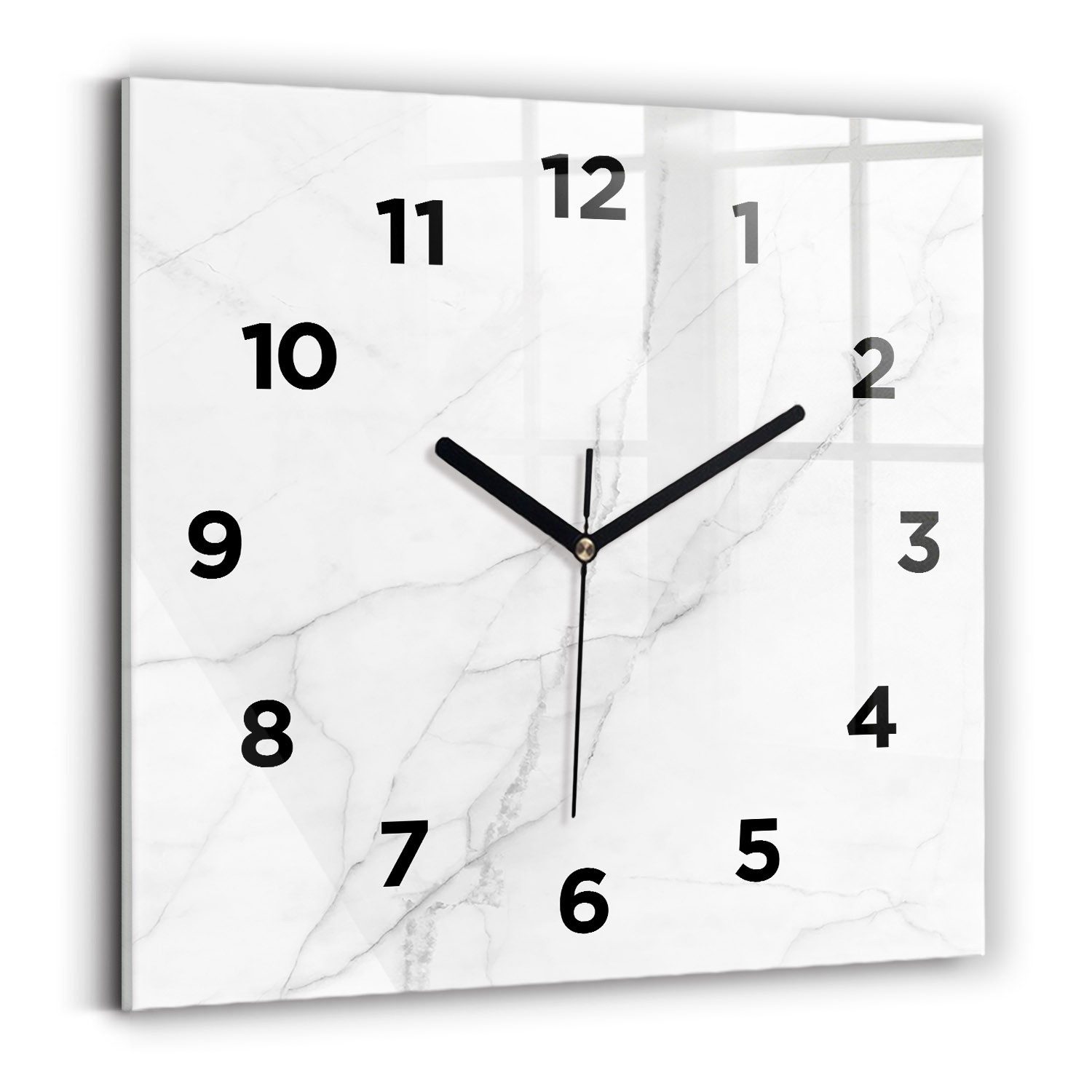Tulup Wanduhr Rechteckige dekorative Glasuhr Marmoruhr aus Gehärtetem Glas Quarzwerk