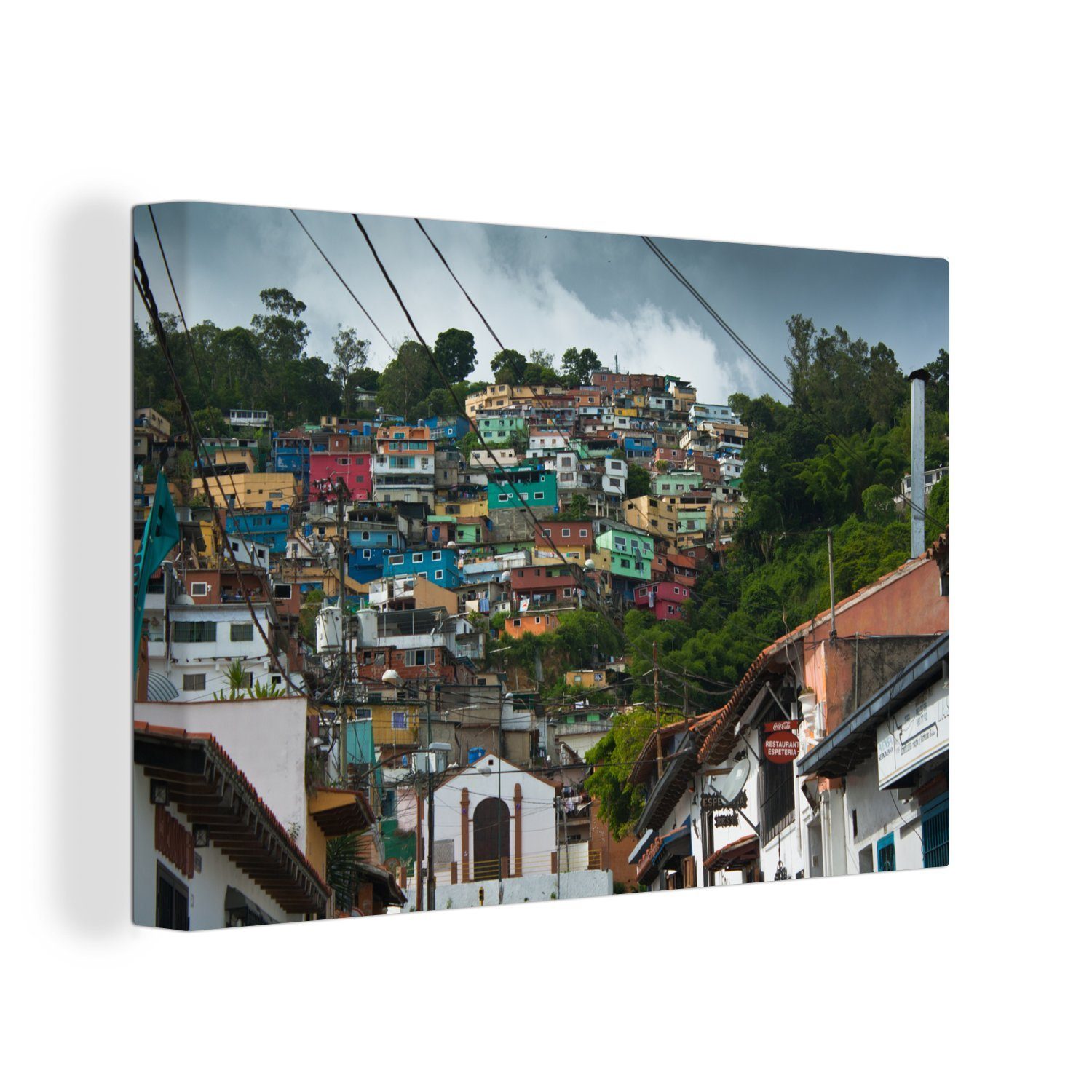 OneMillionCanvasses® Leinwandbild Bunte Favela rund um Caracas im tropischen Venezuela, (1 St), Wandbild Leinwandbilder, Aufhängefertig, Wanddeko, 30x20 cm