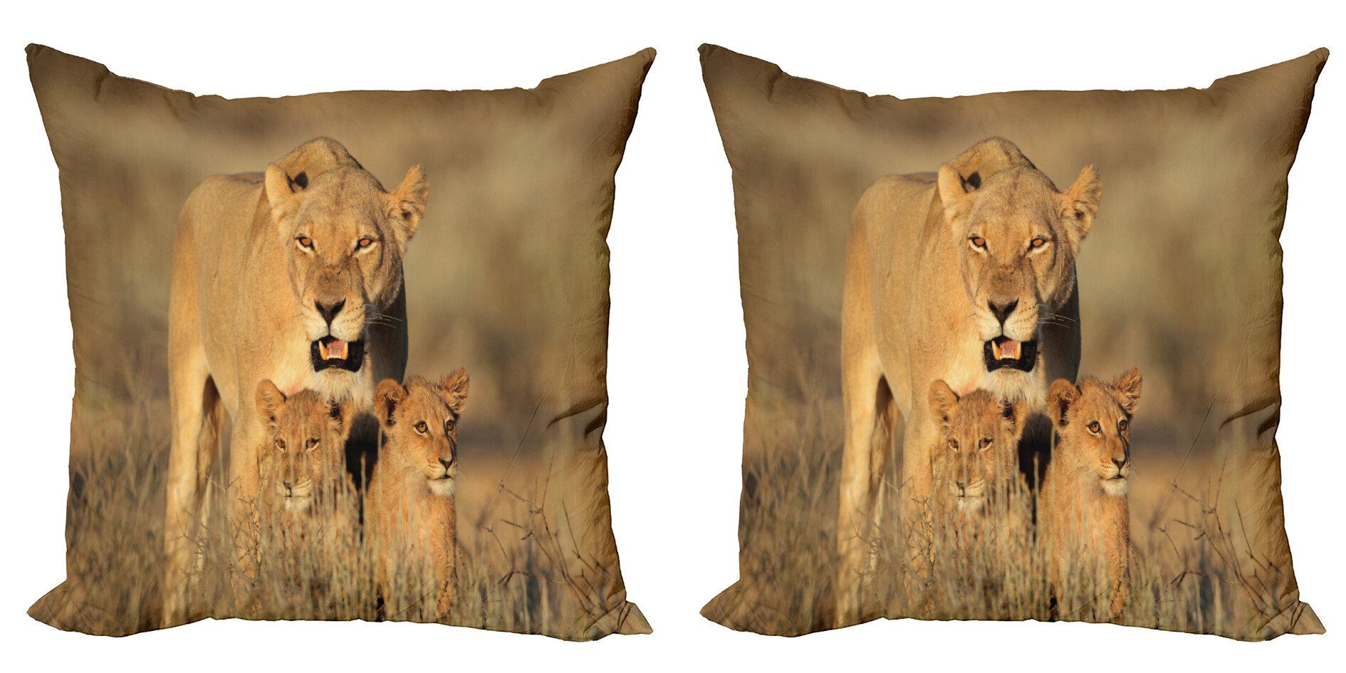 Kissenbezüge Modern Accent Doppelseitiger Digitaldruck, Afrika Safari Stück), Lions Wildnis (2 Abakuhaus