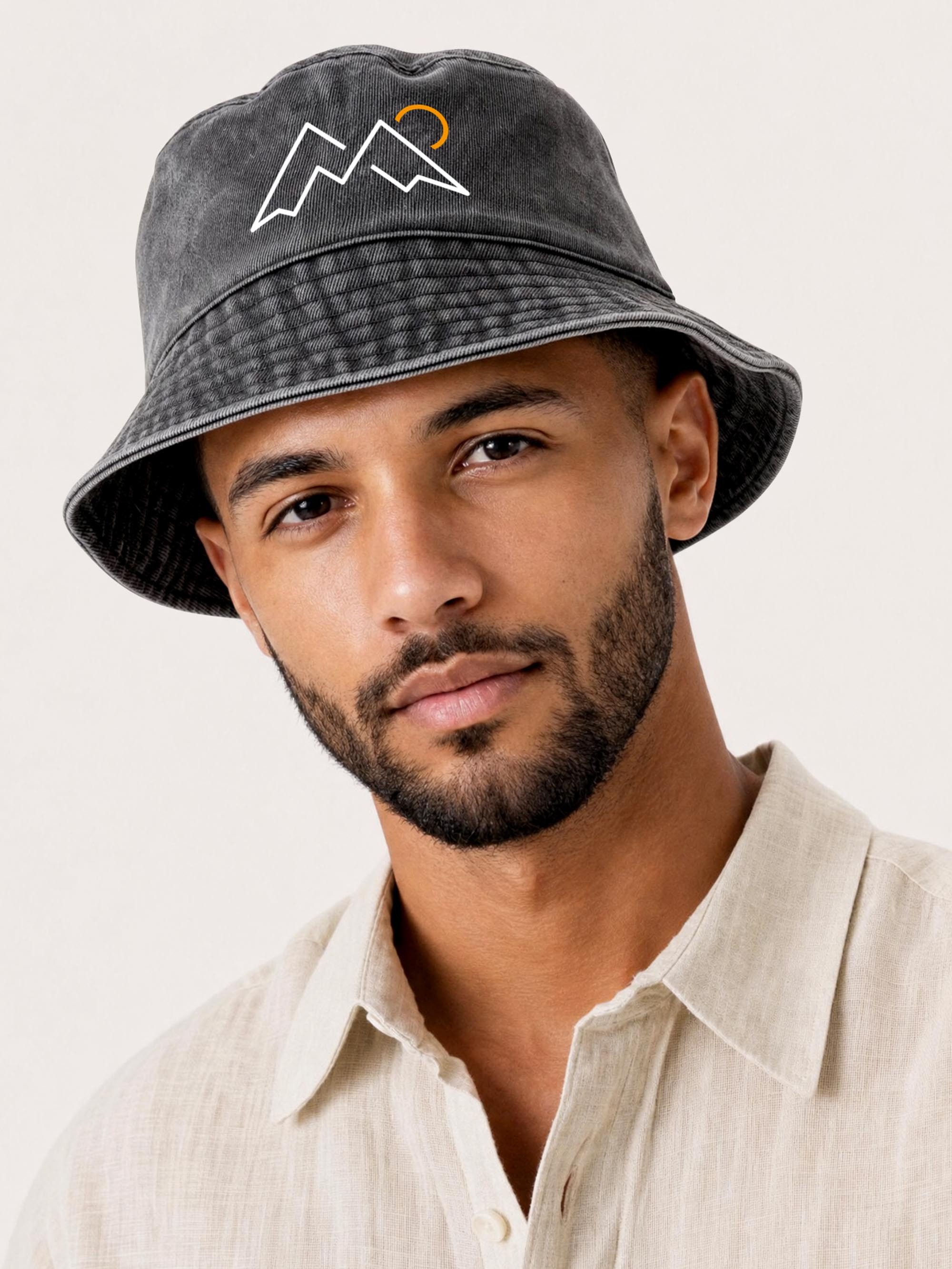 Neverless Fischerhut Anglerhut mit Print Mountain Lineart Bucket Hat Baumwolle Neverless®