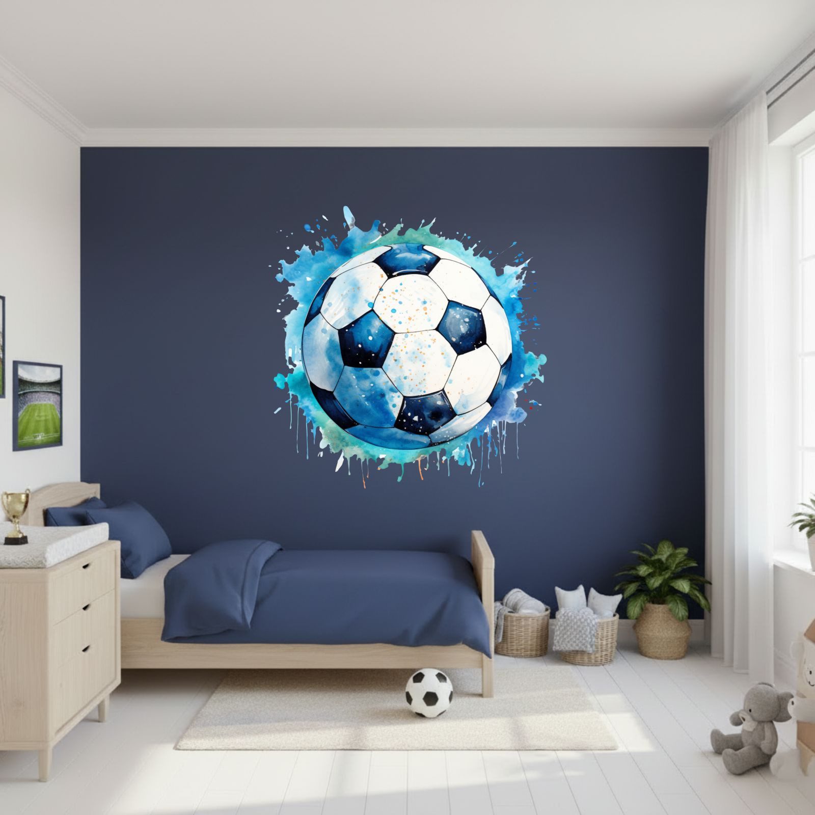 nikima Wandtattoo 274 Wandtattoo Fußball blau schwarz Fussball