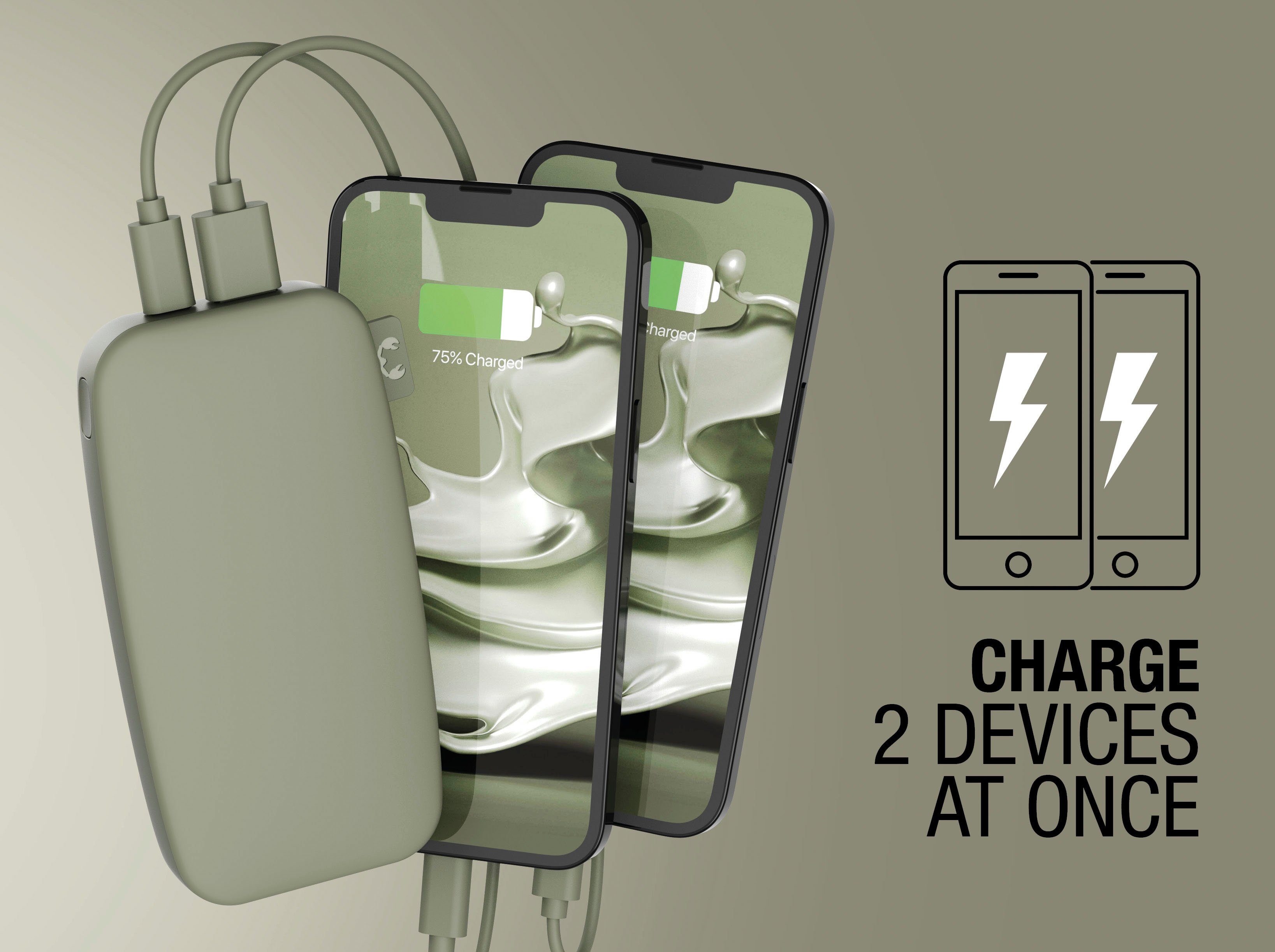 20W mit Pack USB-C, Powerbank 12000mAh PD Fresh´n & Power Fast Rebel Charge grün Ultra