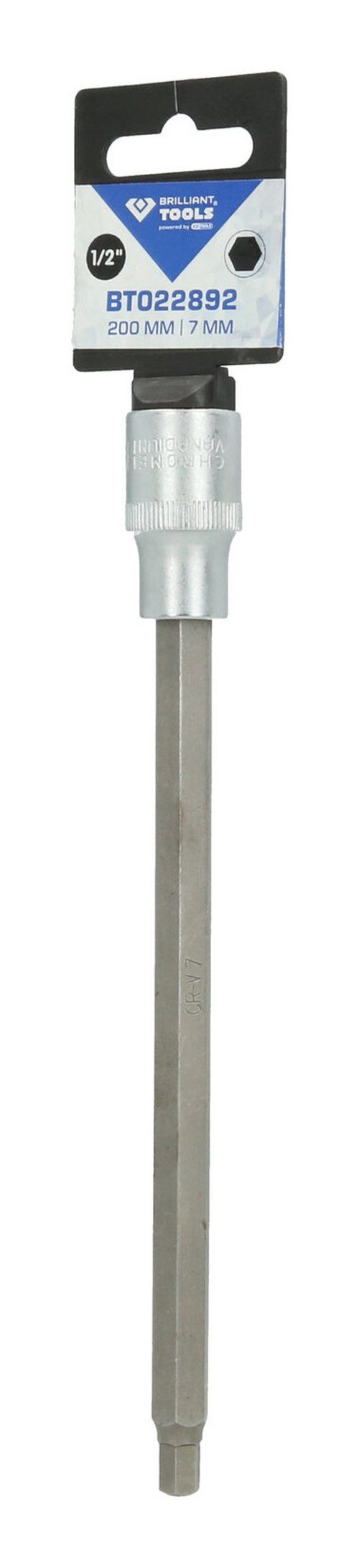 Brilliant Tools Sechskant-Bit, 1/2" Innensechskant Stecknuss, 200 mm lang, 7 mm