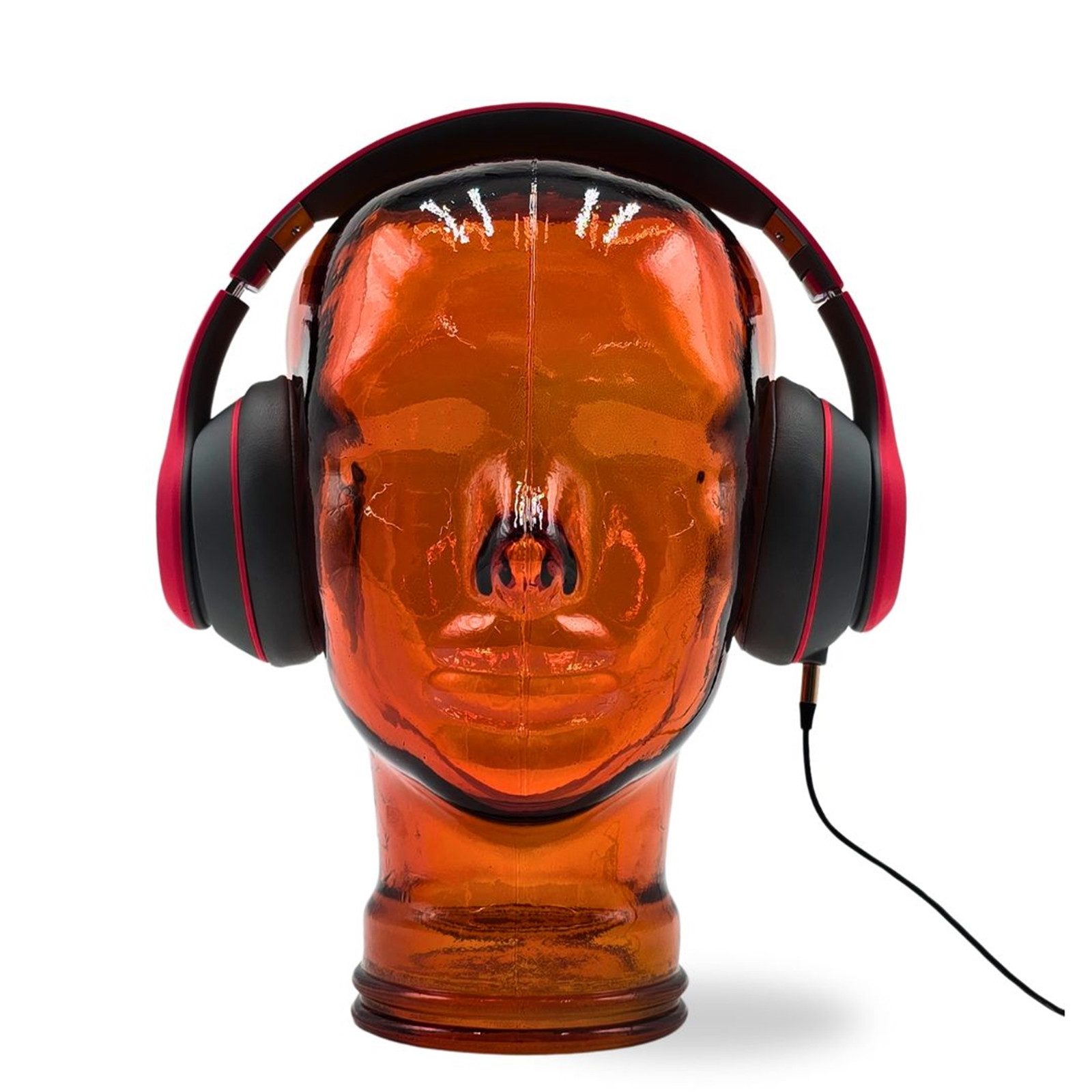 DESIGN DELIGHTS Skulptur Glas KOPFHÖRERSTÄNDER MICK orange transparent, 29cm Glaskopf Skulptur