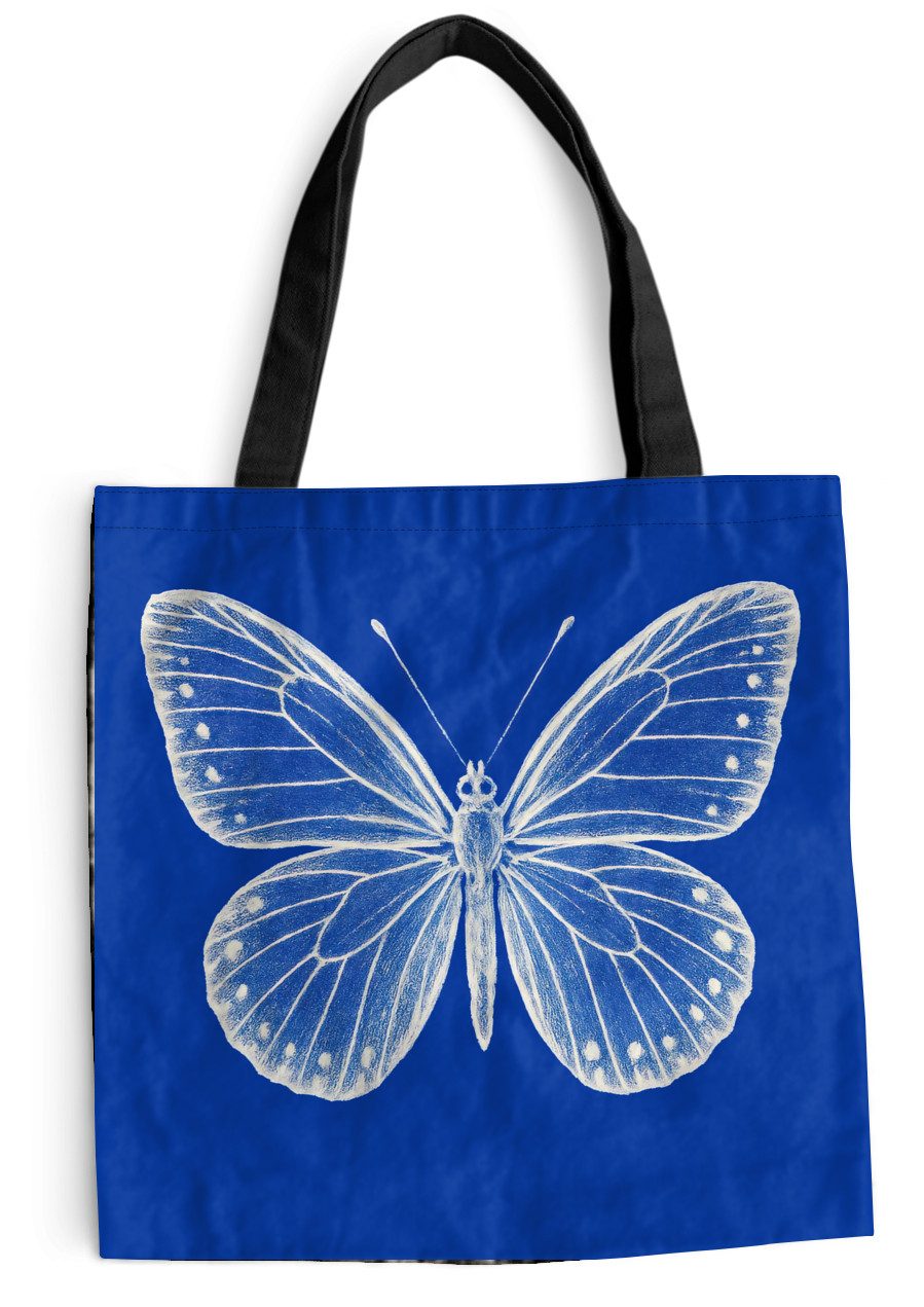 MuchoWow Shopper Schmetterling - Weiß - Gepunktet, Handtasche, Damen und Herren, Schultertasche, Umhängetasche, Tote Bag