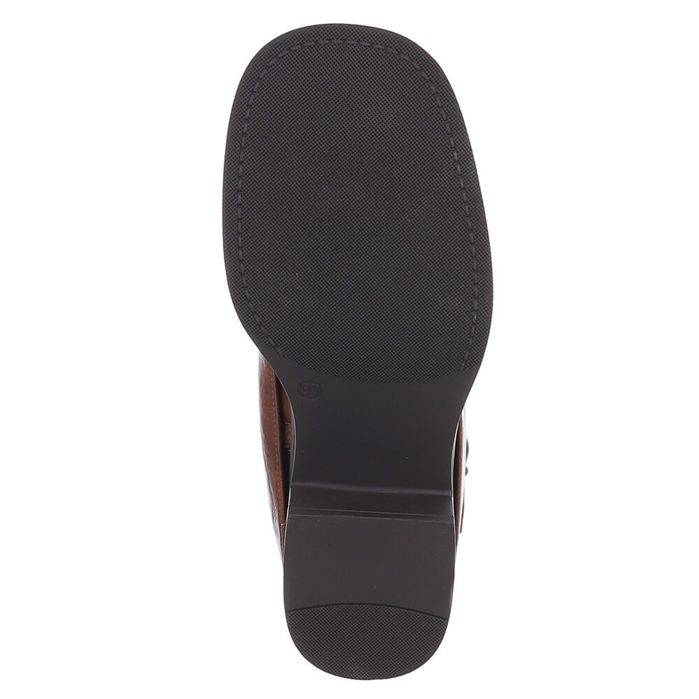 Ital-Design Modischer Damen-Stiefel mit Schnallen für Alltag und Freizeit Westernstiefel (90110038) Blockabsatz Stiefel in Schwarz