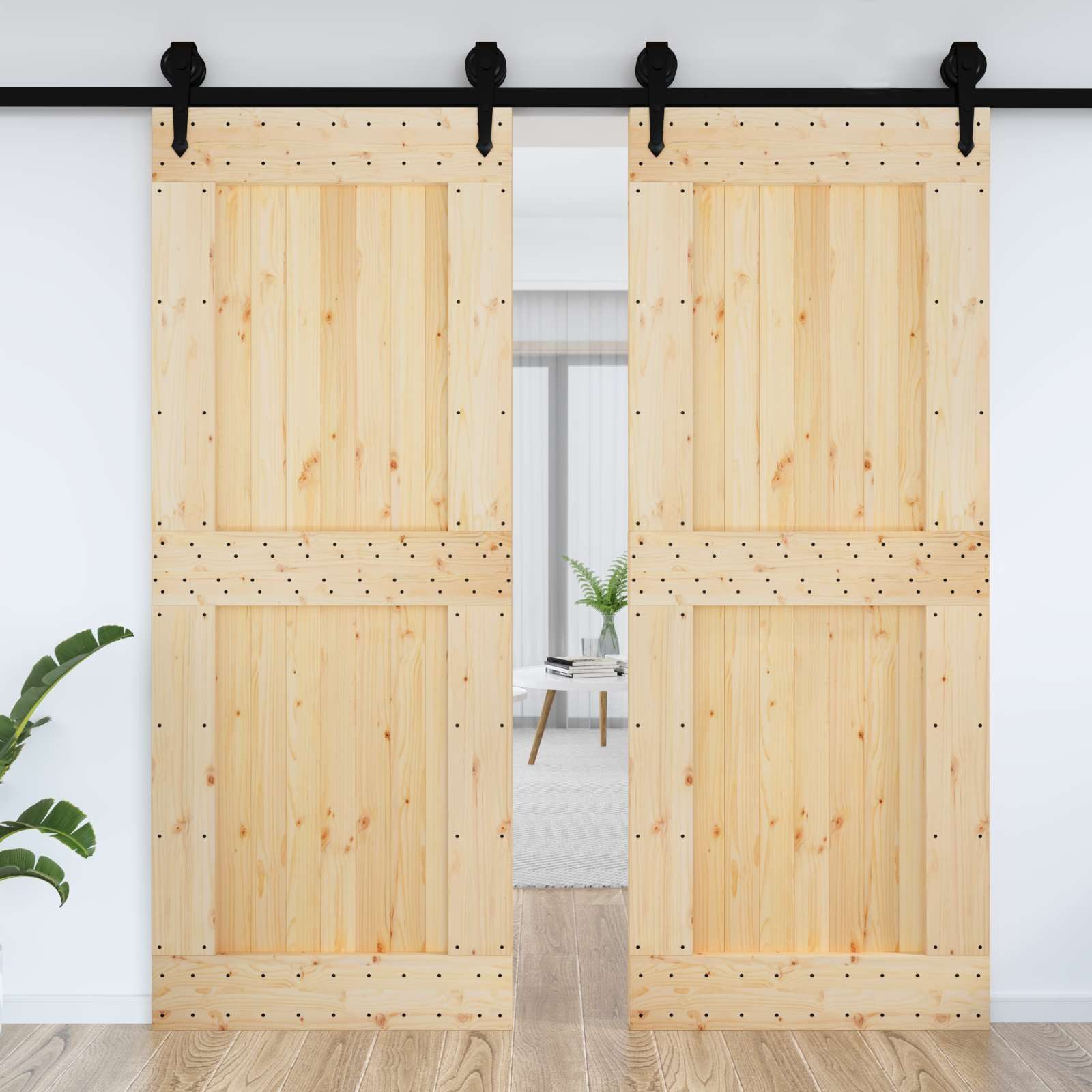 vidaXL Schiebetür Tür NARVIK 90 x 210 cm Massivkiefer (Unbehandelt) Natur (1-St)