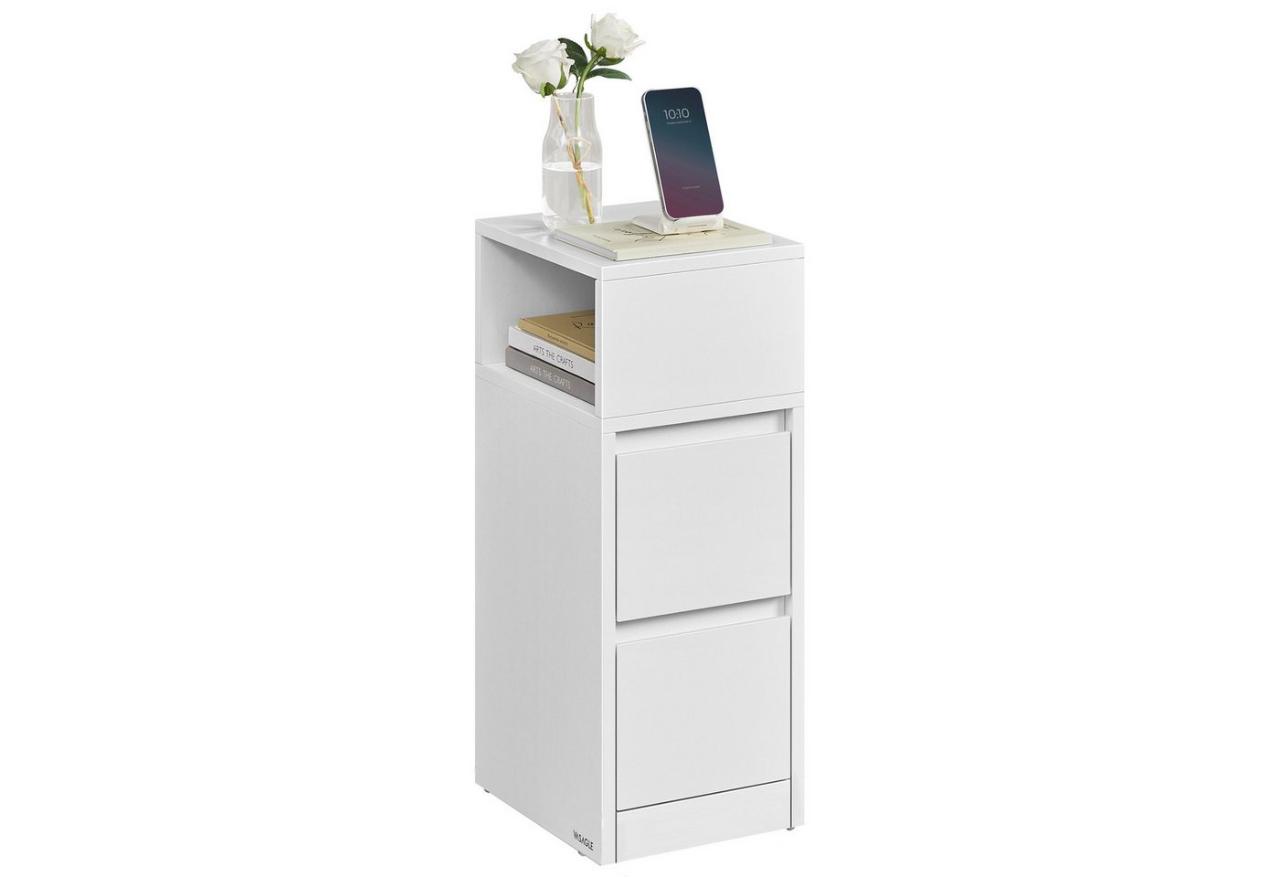 VASAGLE Nachttisch 1er Set/2er Set, schmal, Beistelltisch mit 2 Schubladen, offenes Fach (1-St)