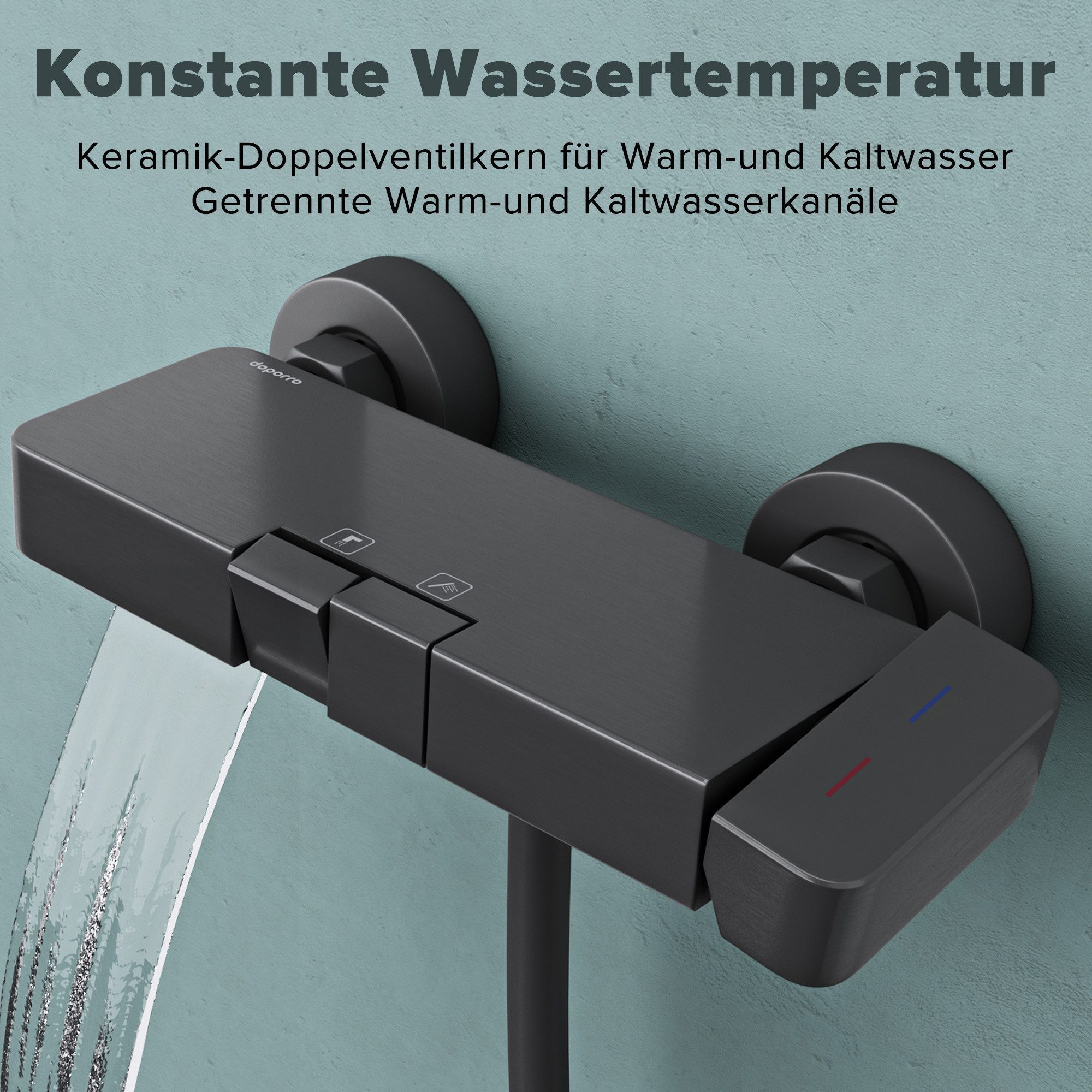 doporro Duschsystem Duscharmatur Komplettset 70 cm Aluminium Duschstange Duschsystem10, 3 Strahlart(en) – Bild 3 von 5