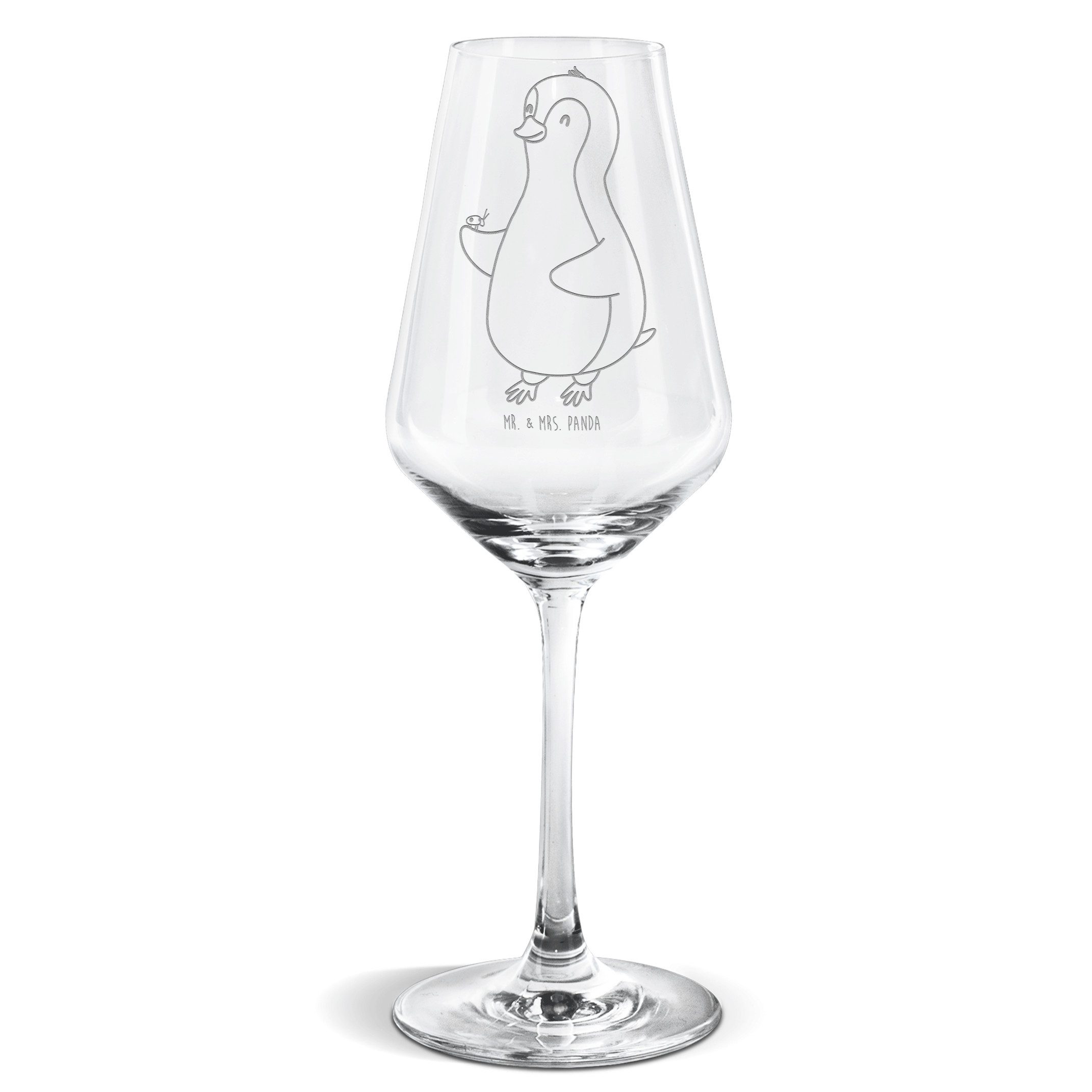 Mr. & Mrs. Panda Weißweinglas Pinguin Marienkäfer - Transparent - Geschenk, Geschenk für Weinliebha, Premium Glas, Alltagstauglich & robust