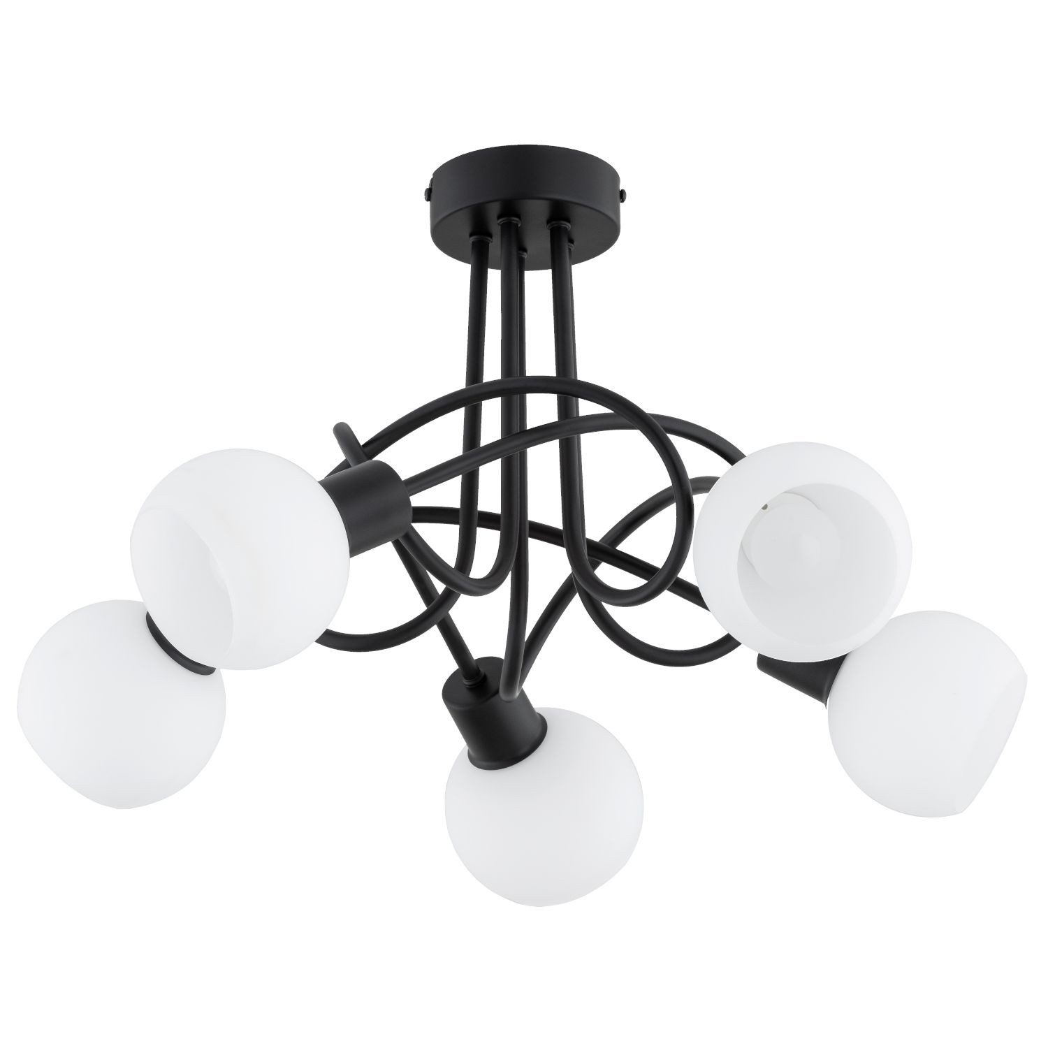 Licht-Erlebnisse Deckenleuchte FAROLO, ohne Leuchtmittel, Metall Glas E14 53 cm breit Schwarz Weiß Kugelschirm Modern