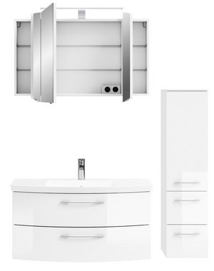 PELIPAL Badmöbel-Set Moderne Badmöbel-Set in Weiß Hochglanz für stilvolles Badezimmer