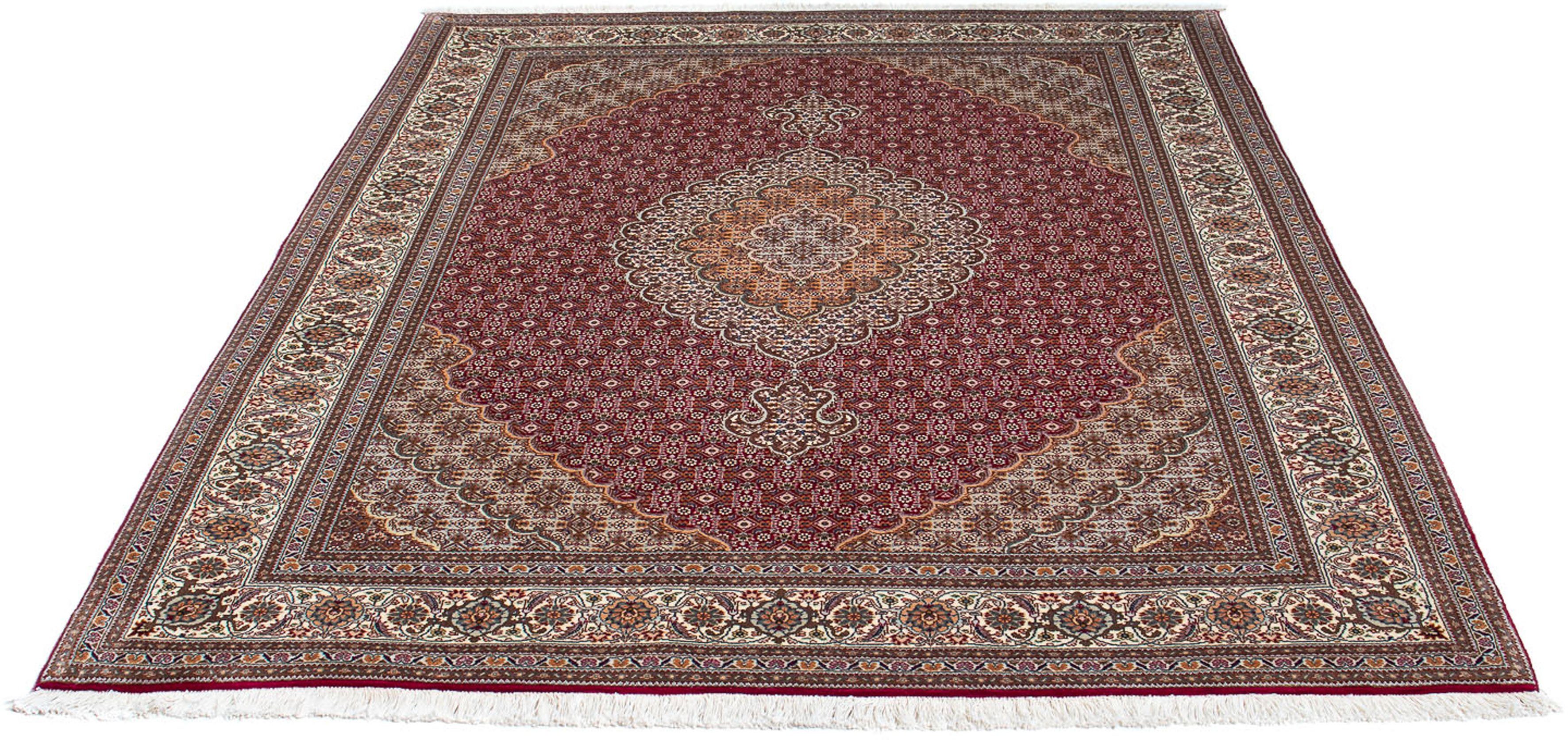 Orientteppich Perser - Täbriz - 192 x 155 cm - hellrot, morgenland, rechteckig, Höhe: 10 mm, Wohnzimmer, Handgeknüpft, Einzelstück mit Zertifikat