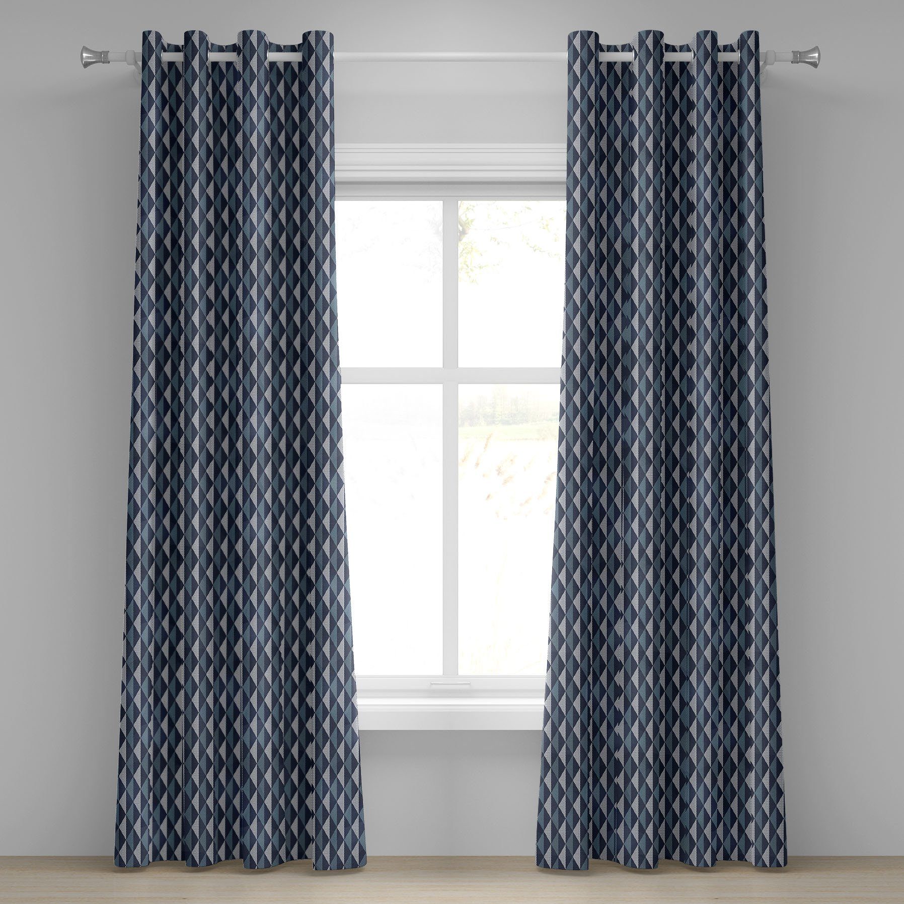 Gardine Dekorative 2-Panel-Fenstervorhänge für Schlafzimmer Wohnzimmer, Abakuhaus, Geometrisch Rauten und Punkte