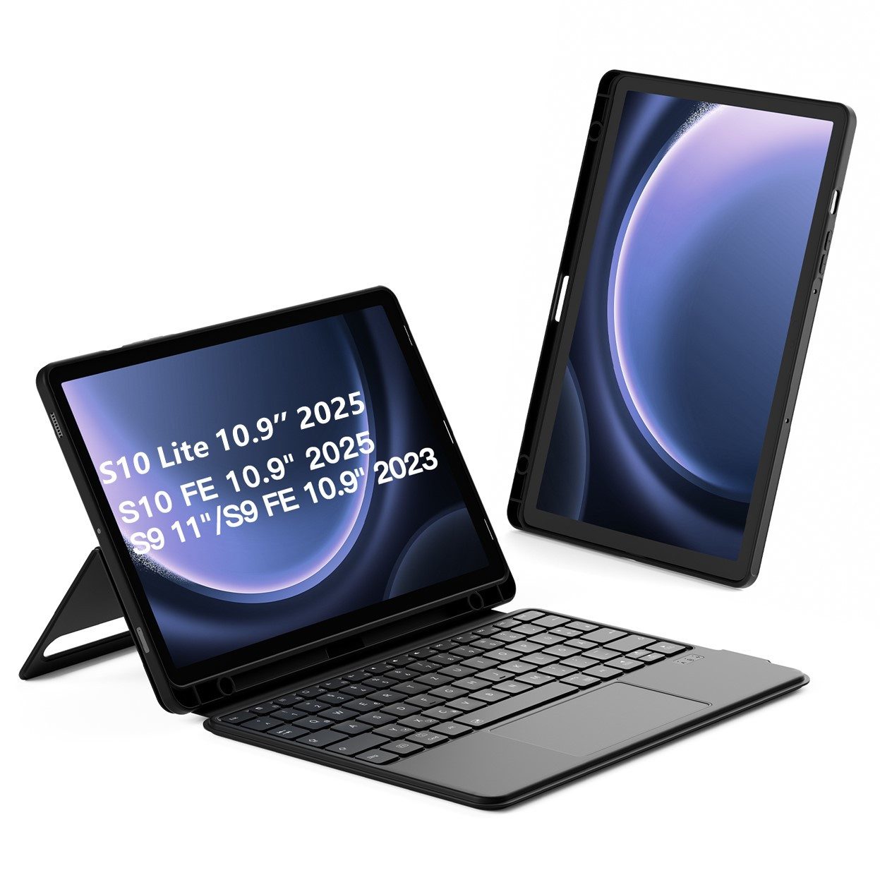 Inateck Hülle für Samsung Galaxy Tab S10 Lite/S10 FE/S9 FE/S9 Tastatur mit Touchpad (Hoch-/Querformat Ständer, Abnehmbar)