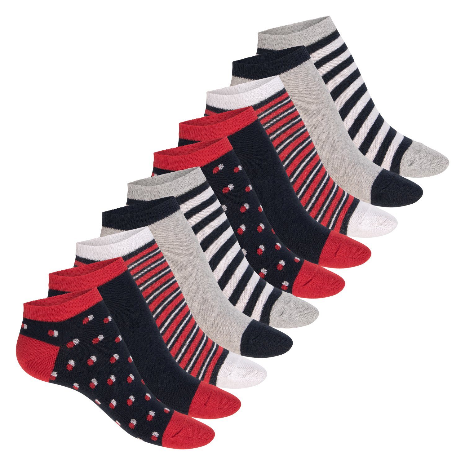celodoro Sneakersocken Eco Sneaker Socken Damen (10 Paar), Kurzsocken aus Baumwolle Maritim | Sneakersocken