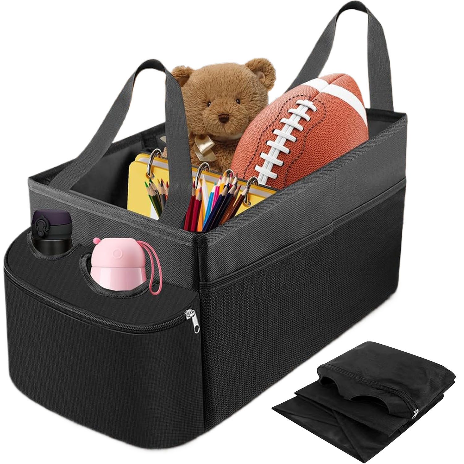 SURFOU Rücksitzorganizer Auto Organizer Rückbank Kinder Beifahrersitz für Beifahrersitz (Aufbewahrungsbox mit Becherhaltern und Netztaschen), für 4 Spielzeug Bücher Snacks mit Getränkehalter und Staufächern