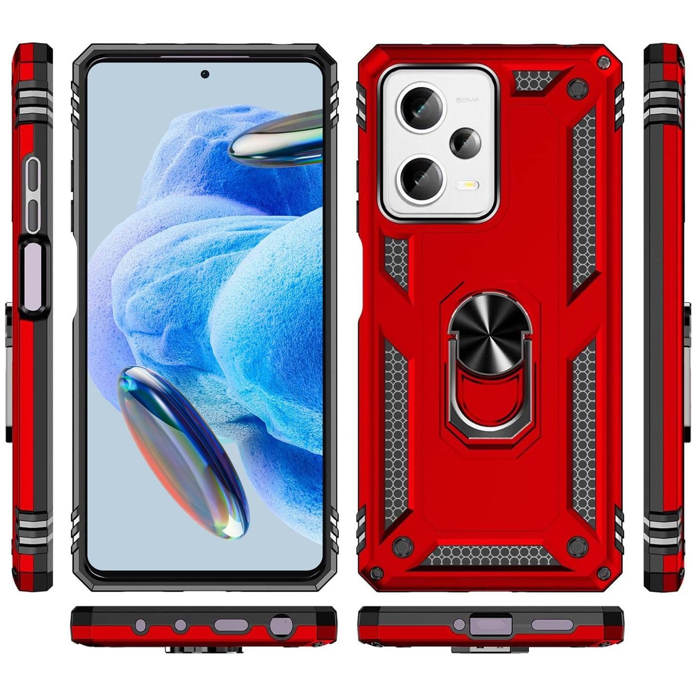 CoolGadget Handyhülle Armor Shield Case für Xiaomi Poco X5 Pro 5G 6,67 Zoll, Outdoor Cover Magnet Ringhalterung Handy Hülle für Poco X5 Pro
