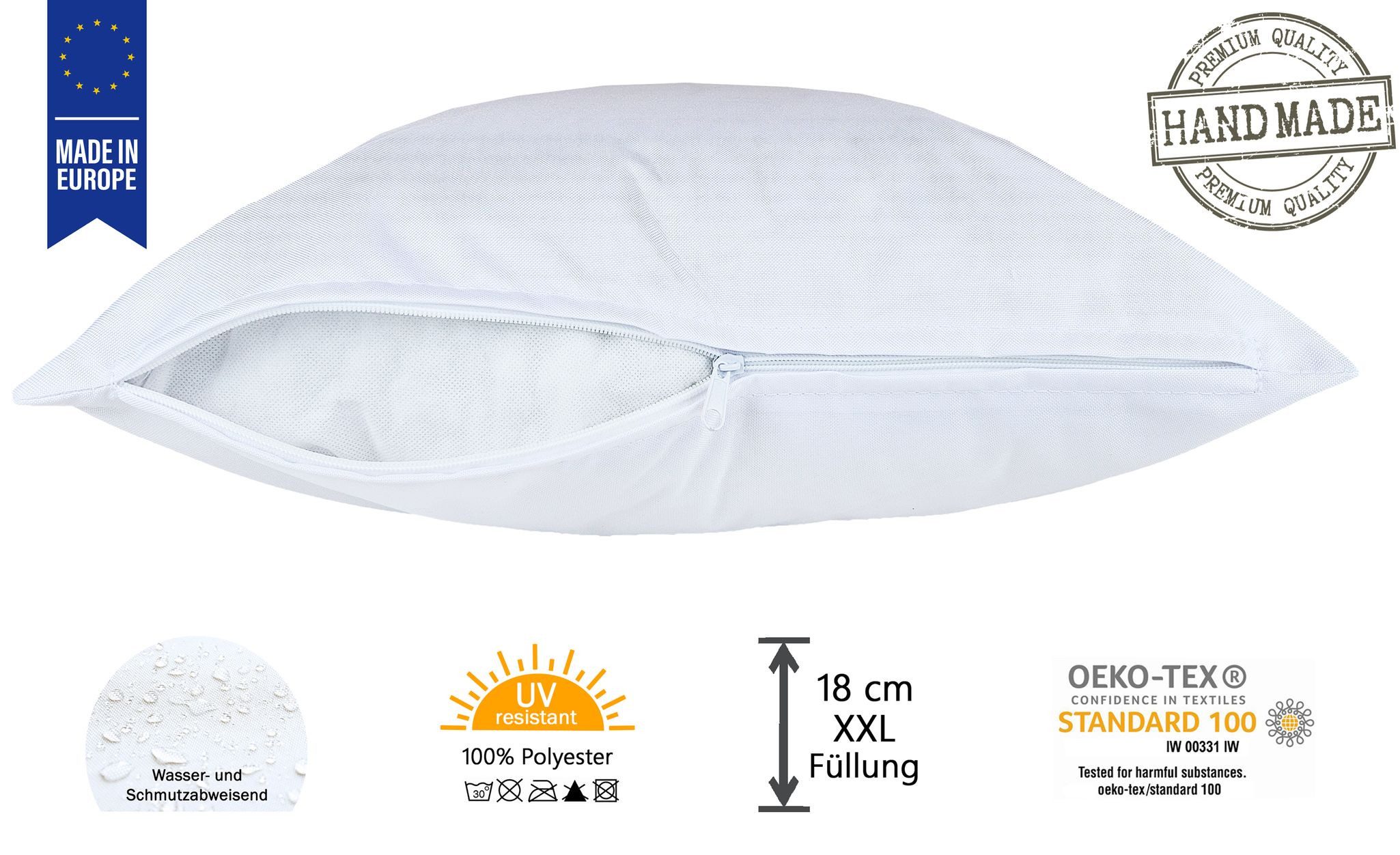 JACK Dekokissen 45x45cm Outdoor Lounge Kissen inkl. XXL Füllung, starke Füllung, strapazierfähig, wasserabweisend, In- und Outdoor