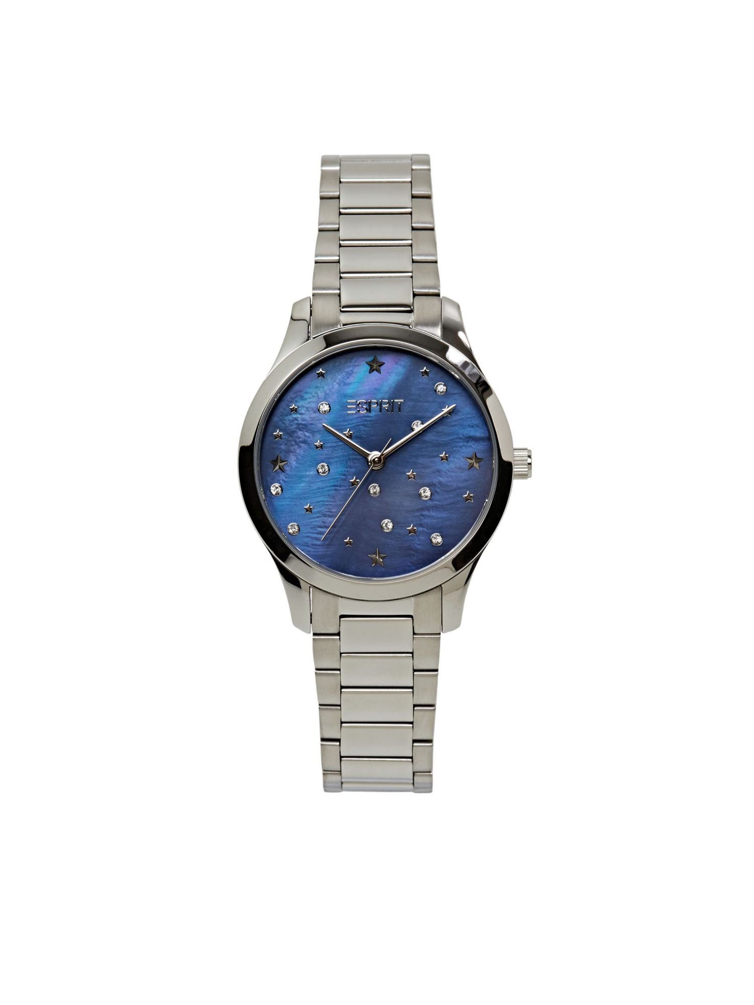 Esprit Chronograph Uhren-Set aus Edelstahl mit Zirkoniasteinen,  Zirkonia-Besatz: künstlich hergestellte Kristalle in Diamantoptik