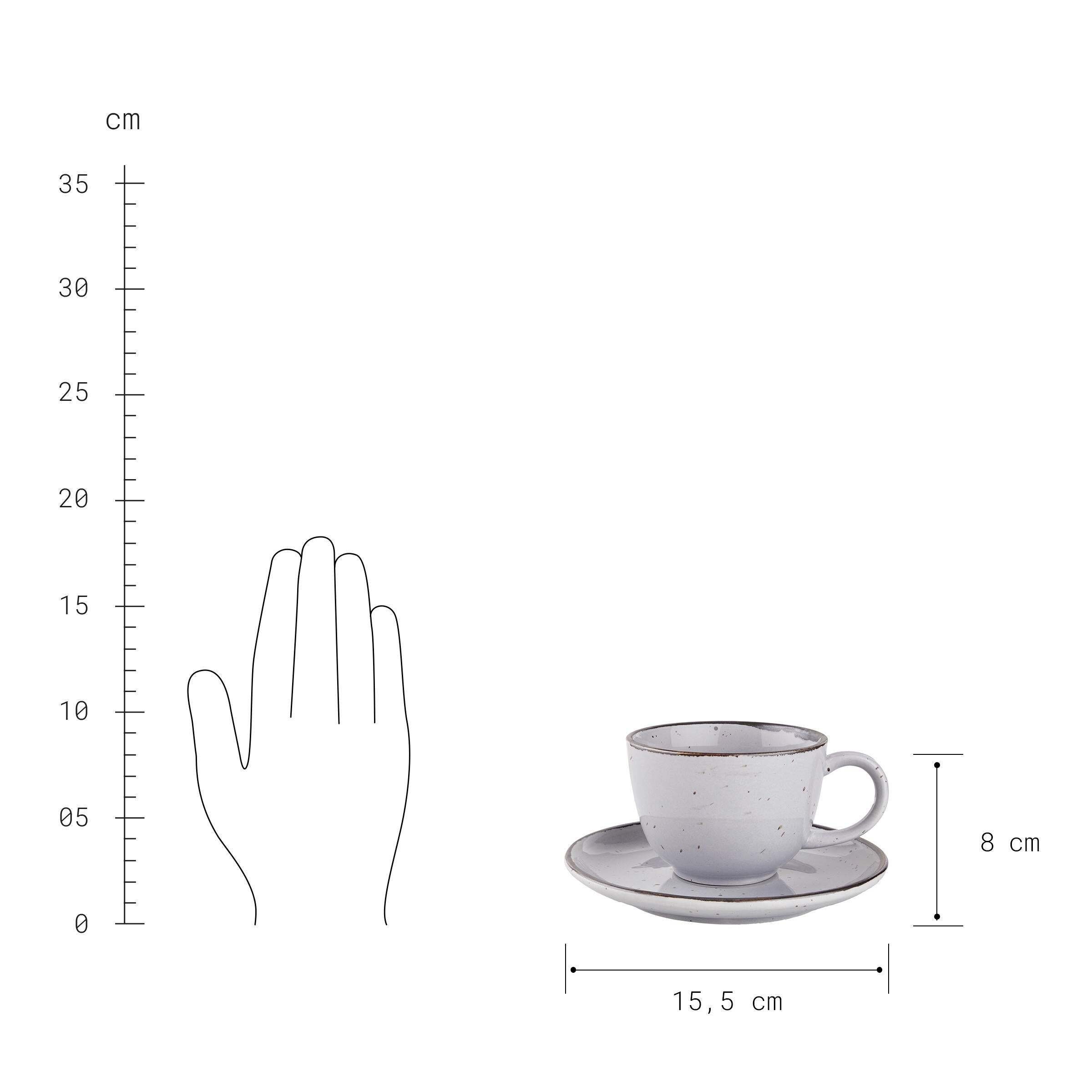 Untertasse Tasse Porzellan Grau FINCA 210ml, mit Tasse BUTLERS