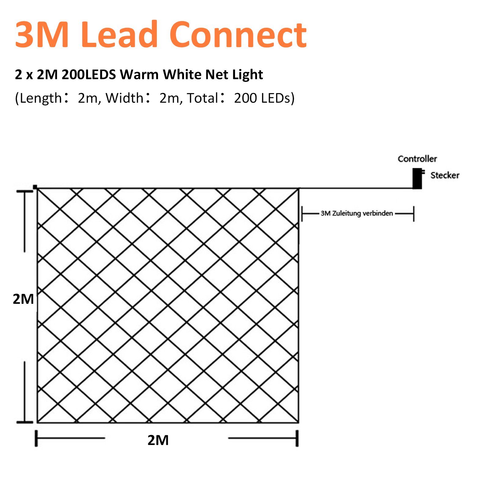 Clanmacy LED-Lichternetz LED-Lichtervorhang LED Lichternetz Netzlicht Deko günstig online kaufen