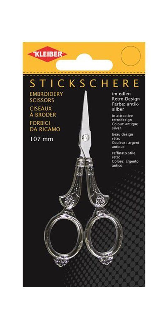 KLEIBER Universalschere Vintage Stickschere aus Edelstahl Retro silber 13 cm