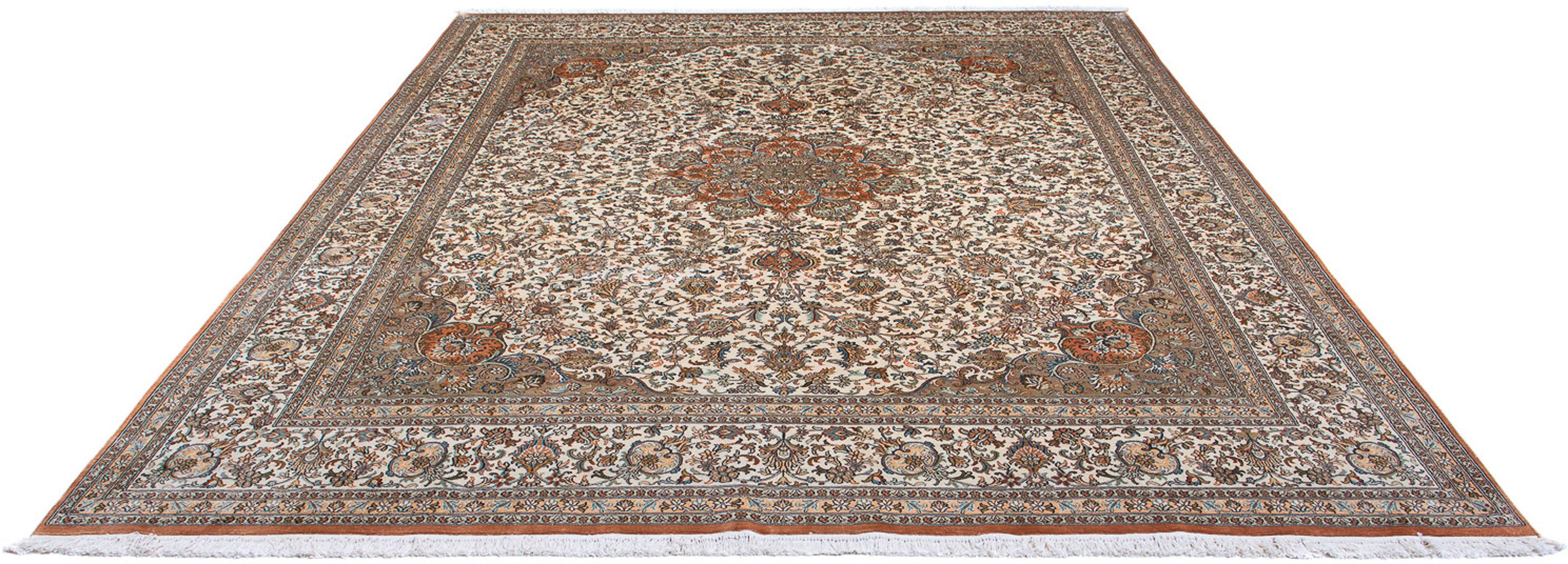 Seidenteppich Seidenteppich - Kaschmir Seide - 304 x 241 cm - beige, morgenland, rechteckig, Höhe: 4 mm, Wohnzimmer, Handgeknüpft, Einzelstück mit Zertifikat