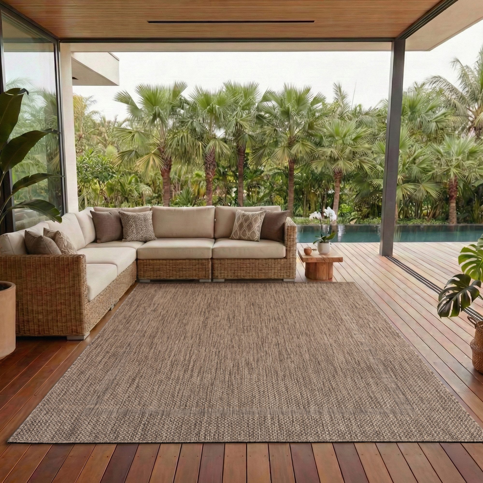 Carpettex Outdoorteppich Unicolor - Einfarbig, Läufer, Höhe: 5 mm, Teppich Wetterfest Balkon Küchenteppich Flachgewebe Sisaloptik