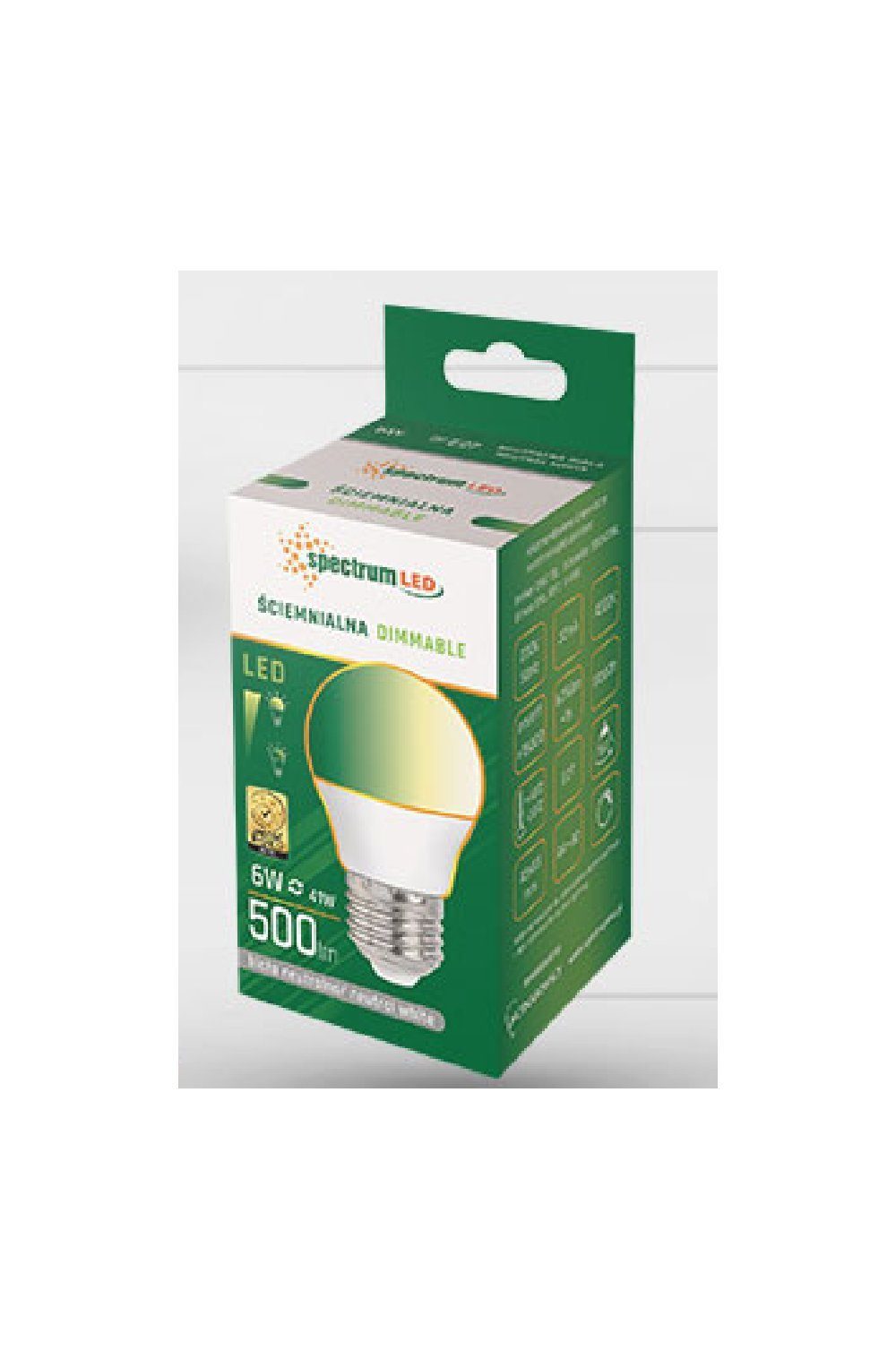 spectrum LED Neutralweiß DIMMBAR, LED E27, E27 500lm Neutralweiß 230V Tropfenform 6W = LED-Leuchtmittel G45 4000K 41W