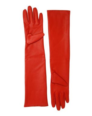 VALAIZA Lederhandschuhe Lederhandschuhe Lang Rot ohne Innenfutter