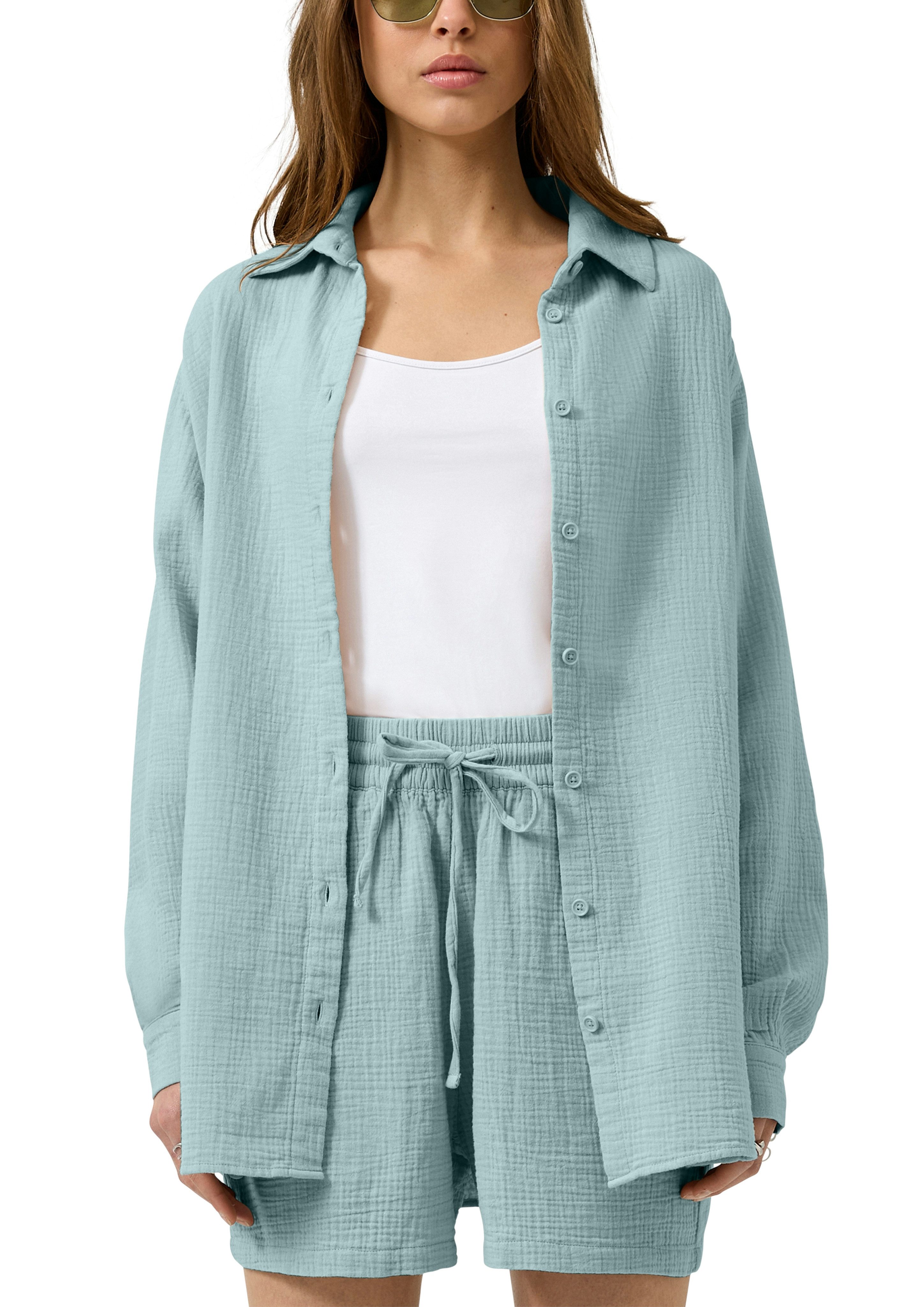 QS Langarmbluse Bluse extra lang, in Crashed-Optik