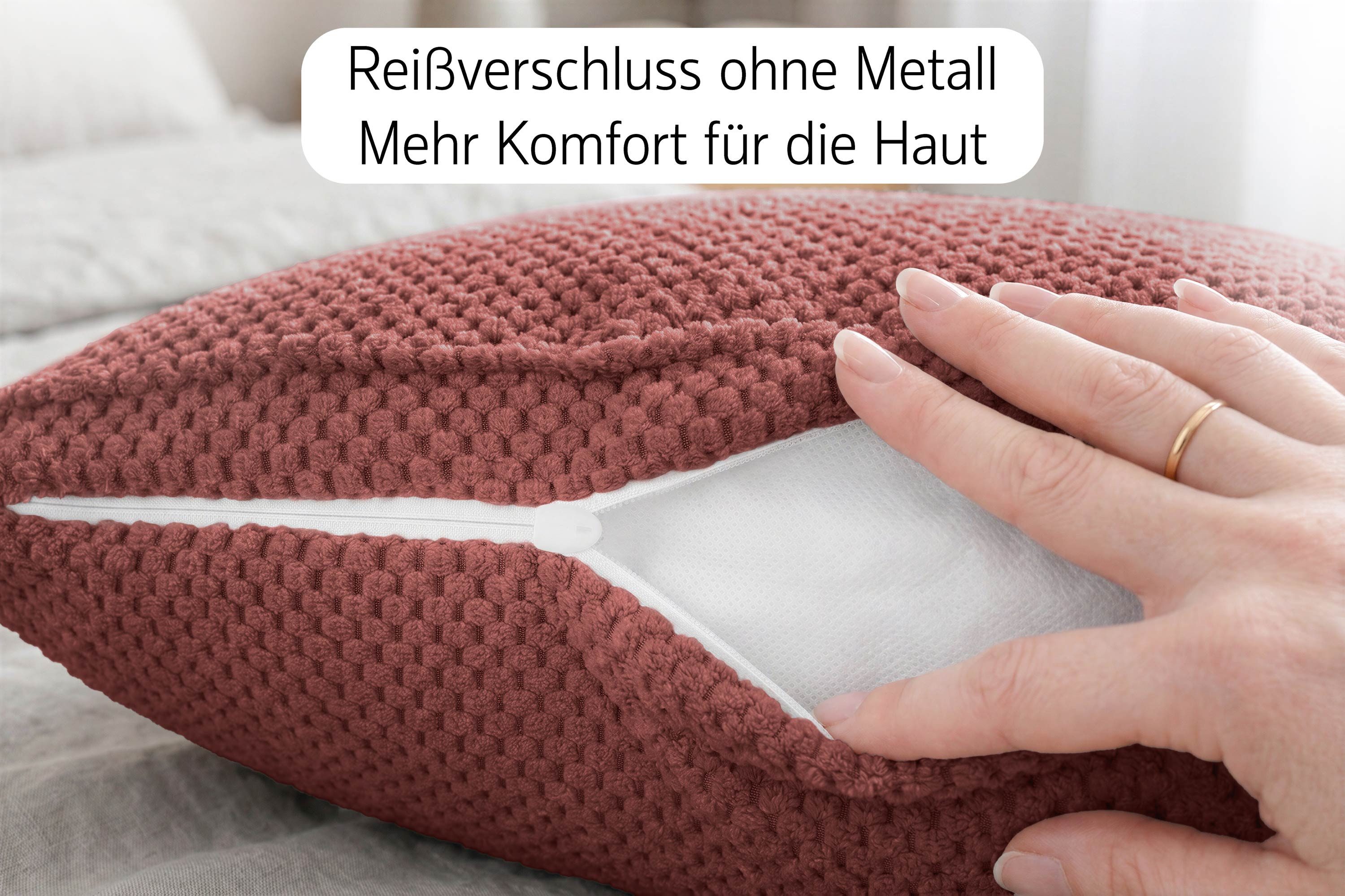 Amilian Dekokissen 4er Set Dekokissen mit Füllung, für Sofa Sessel und Bett geeignet pflegeleicht und waschbar