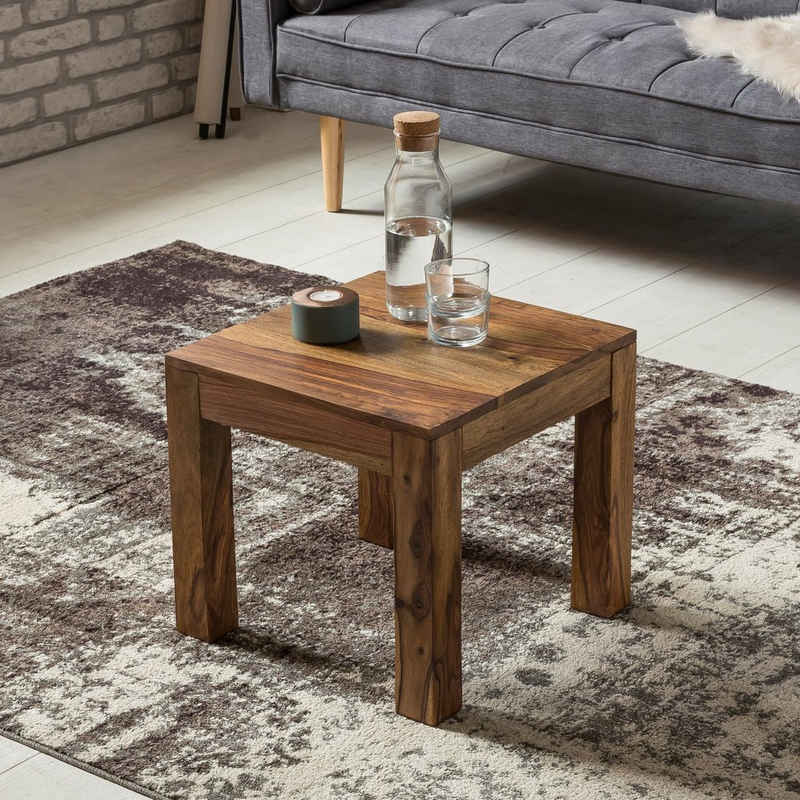 FINEBUY Couchtisch SuVa1163_1 (Sheesham Massivholz, 45x45x40 Quadratisch Modern), Kleiner Wohnzimmertisch, Sofatisch Kaffeetisch