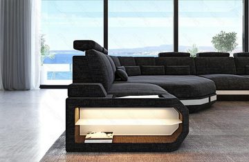 Sofa Dreams Wohnlandschaft Asti HX, Webstoff Strukturstoff, XXL U Form Stoffsofa mit LED, USB-Anschluss, Designersofa