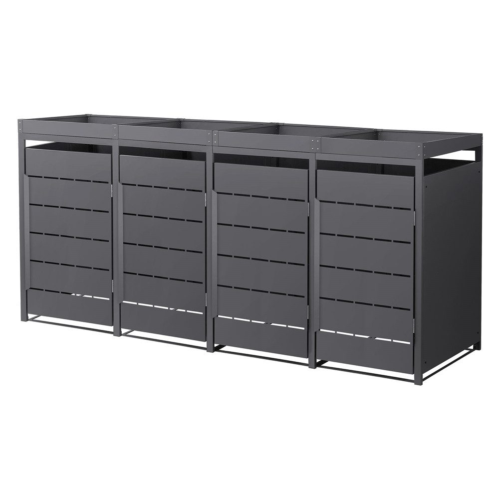 ML-DESIGN Mülltonnenbox Müllbox aus Stahl wetterfeste Mülltonnen Verkleidung Mülltonnengarage, Mülltonnencontainer mit Pflanzdach für 4 Tonnen 120 oder 240 Liter