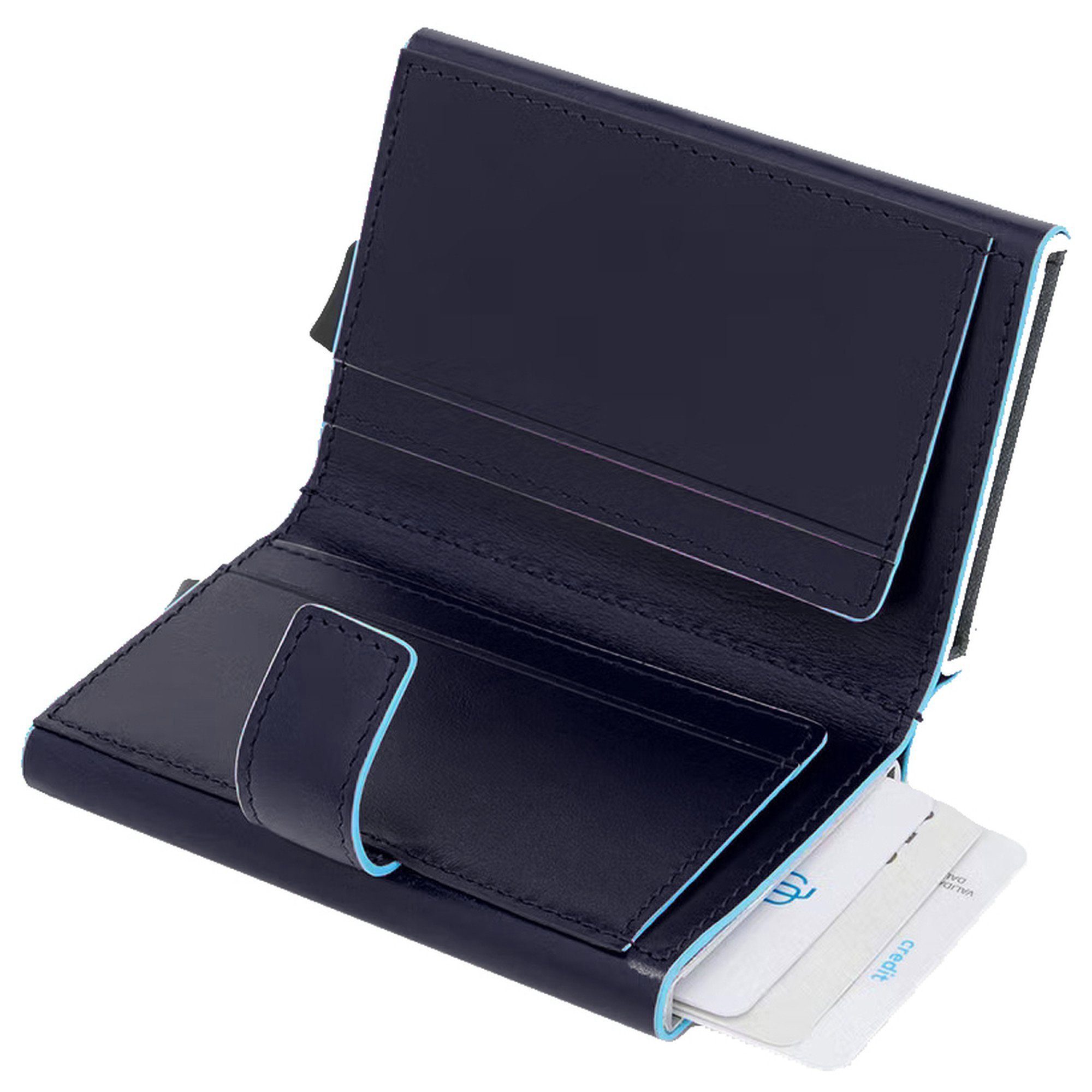 Piquadro (1-tlg) cm RFID night Kreditkartenetui Geldbörse Square 10 10cc blue - Blue