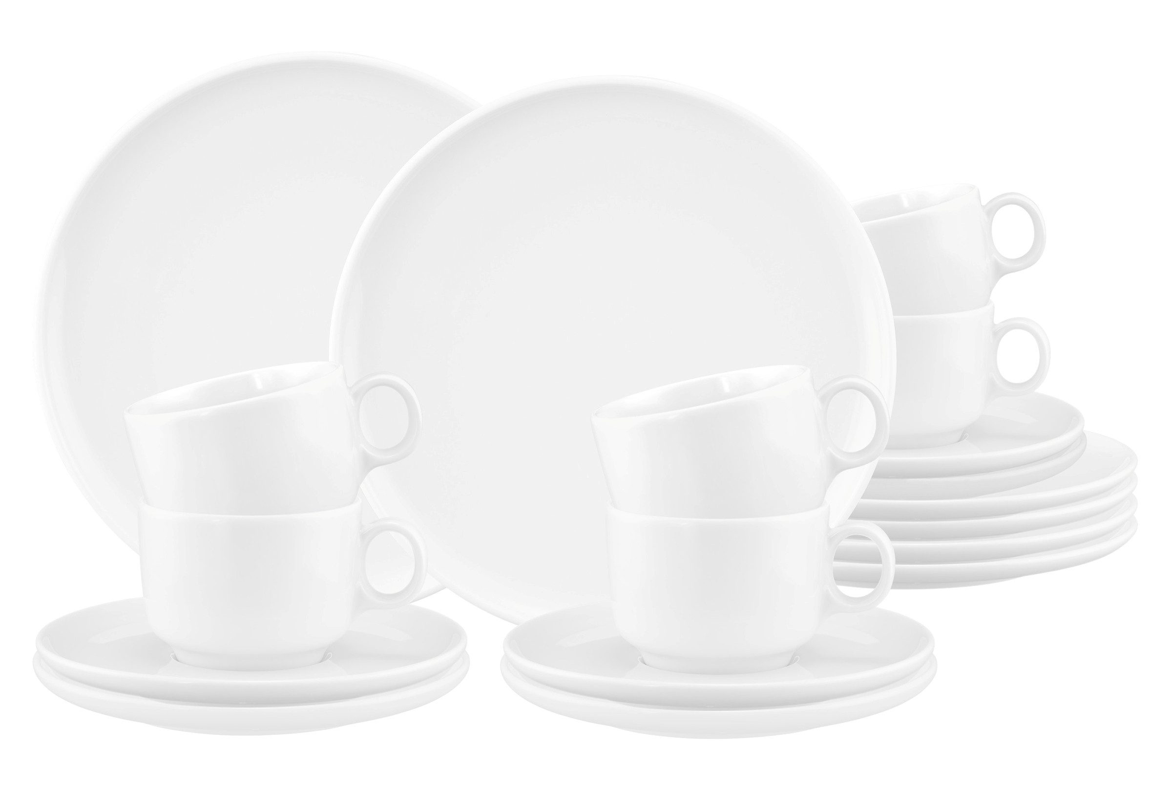 Seltmann Weiden Kaffeeservice Sento Home, Geschirr-Set, 18-teilig (18-tlg), 6 Personen, Porzellan, harmonisch geschwungene Form