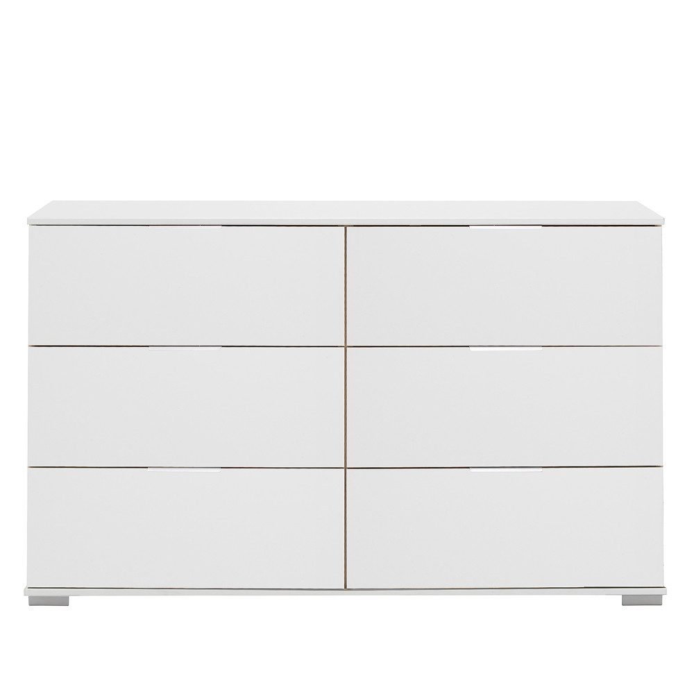 Lomadox Kommode ELSTRA-43, Schlafzimmer mit 6 Schubladen in weiß, B/H/T ca. 130/83/41 cm