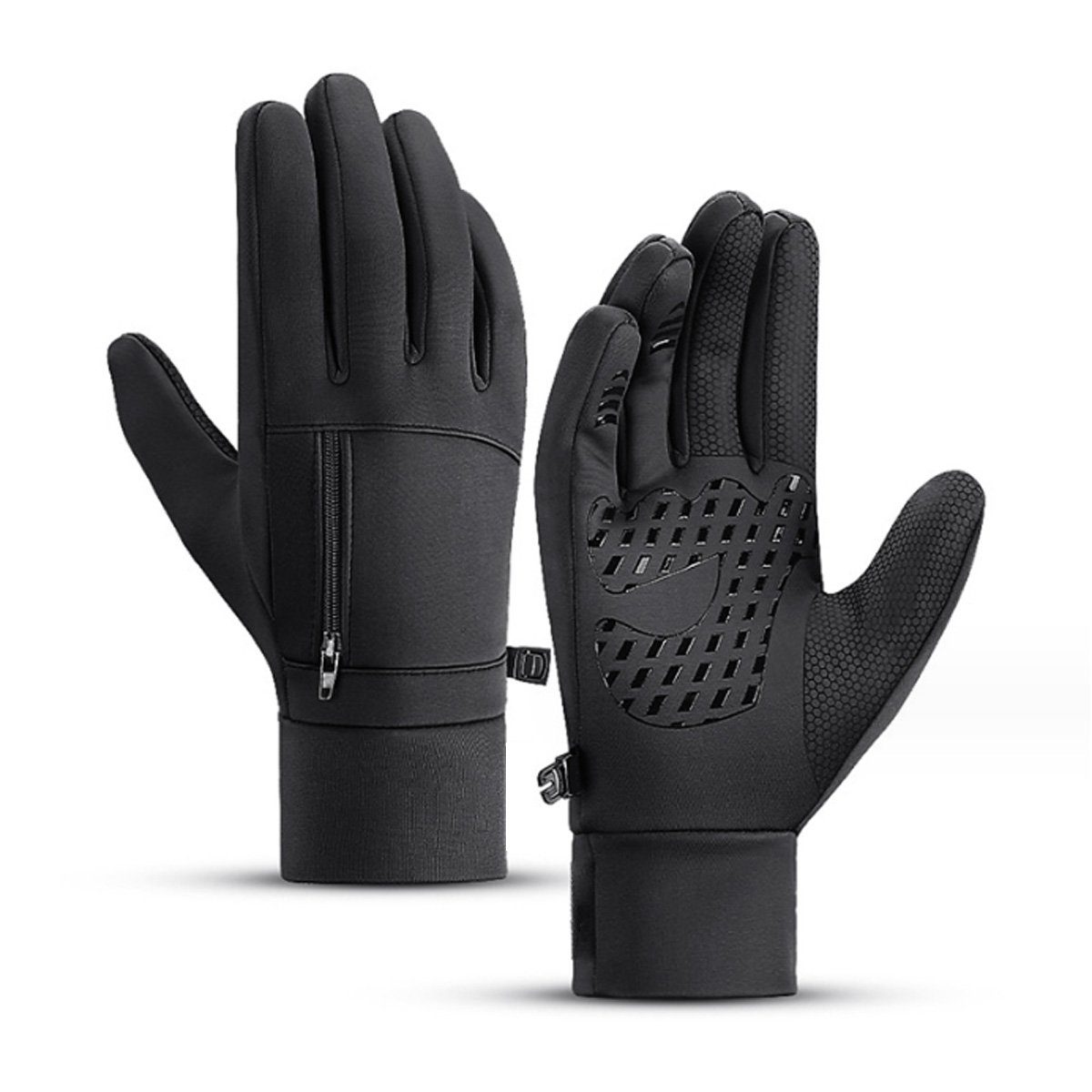 ZmdecQna Fleecehandschuhe Handschuhe Winter Touchscreen: Fahrradhandschuhe mit Winddicht schwarz1