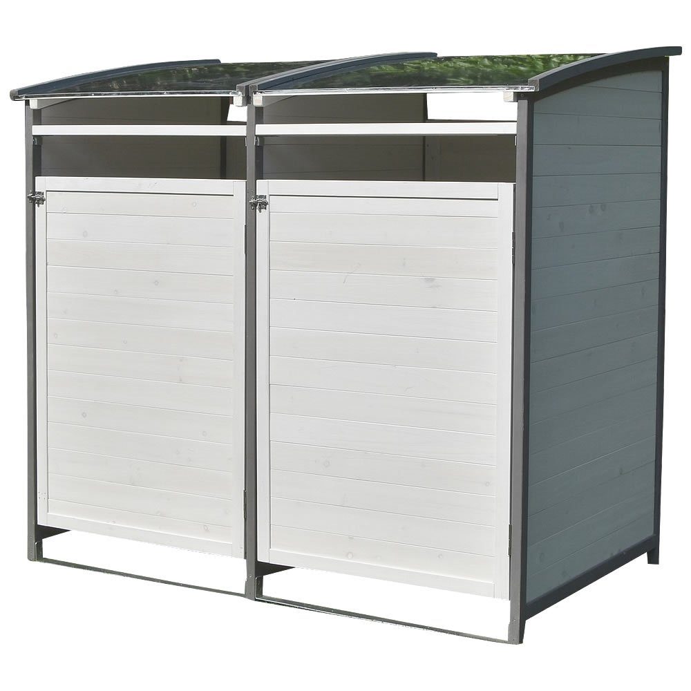 Feel2Home Mülltonnenbox Mülltonnenverkleidung braun/weiß Doppelbox 2x 120L u. 240L Gartenbox (Stück), Witterungsbeständig