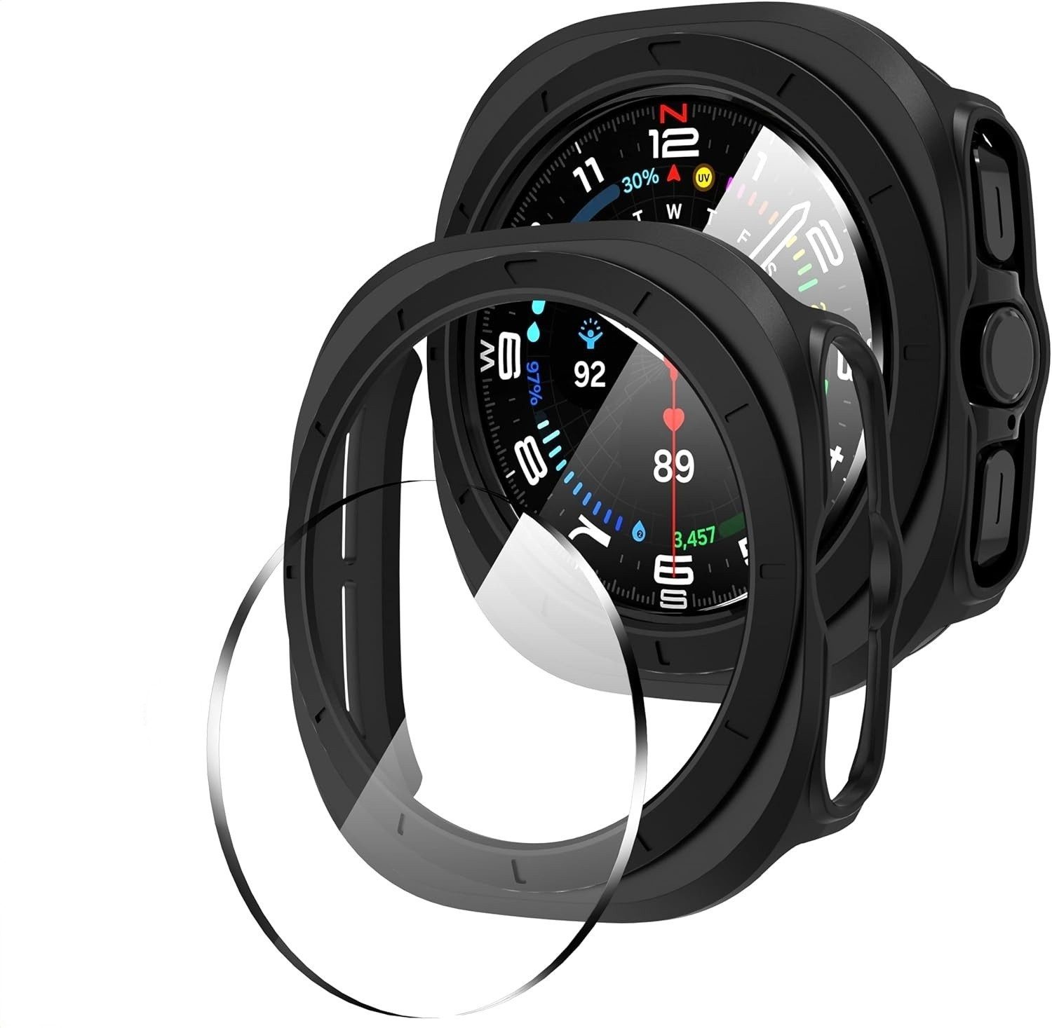 MSM Smartwatch-Hülle Hülle für Samsung Galaxy Watch 7 Ultra 47mm Display Schutzglas 9H
