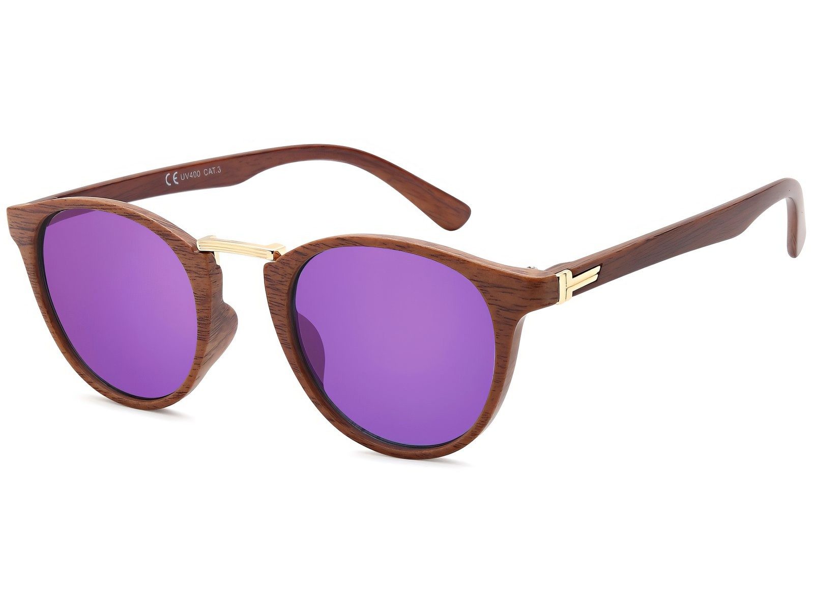 styleBREAKER Sonnenbrille Panto Sonnenbrille Holzoptik Runde Retro Brille U günstig online kaufen