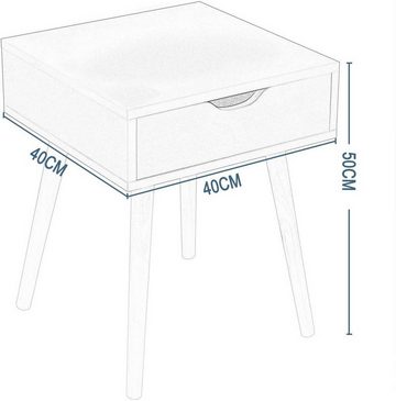 EUGAD Nachttisch (1-St), Beistelltisch mit Schublade, Holzbeine MDF, Grau