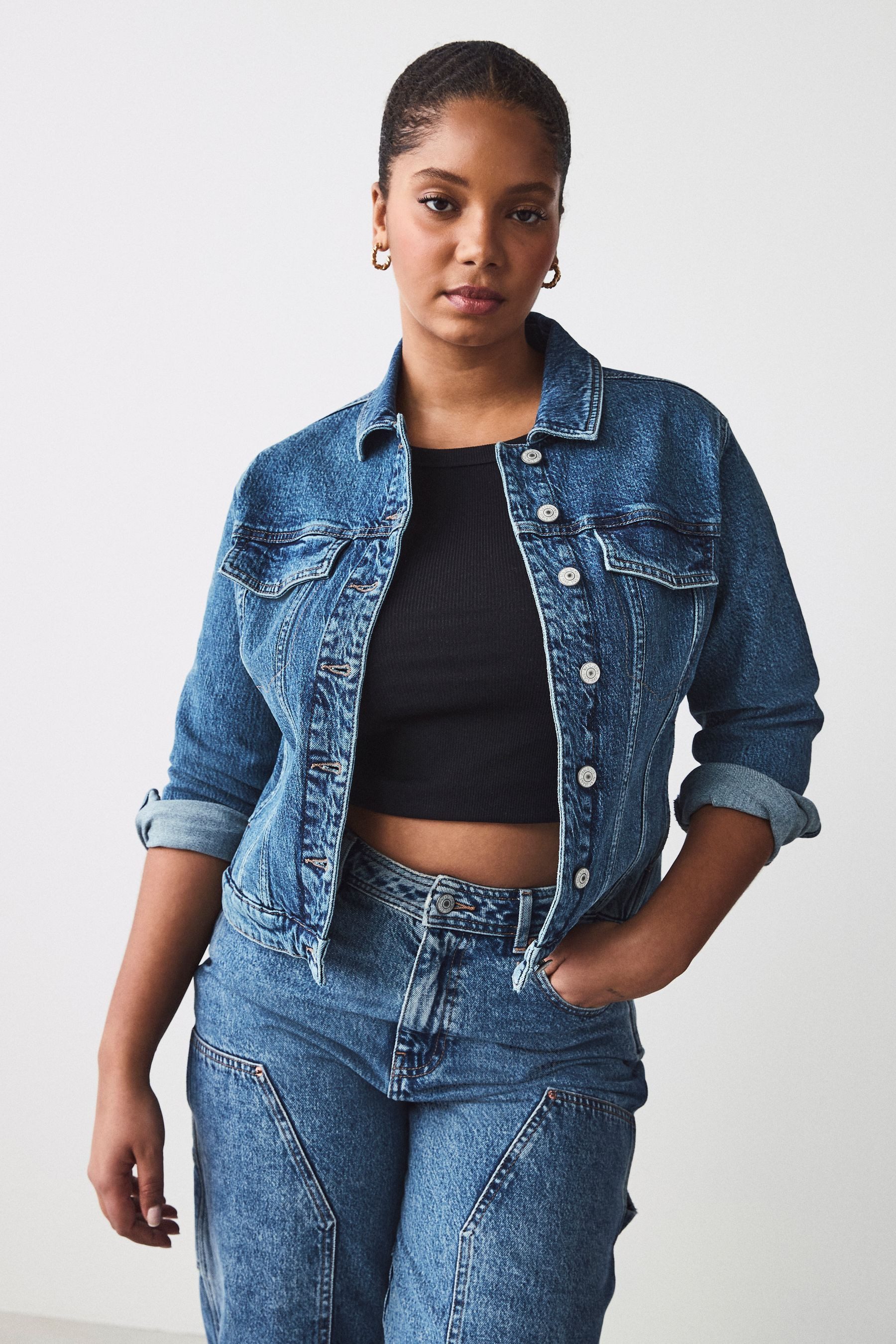 Next Jeansjacke Denim-Jacke für größere Oberweiten (1-St)