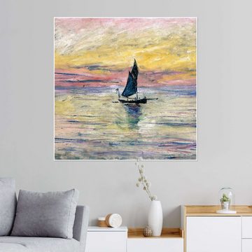 Posterlounge Poster Claude Monet, Segelboot am Abend, Badezimmer Maritim Malerei