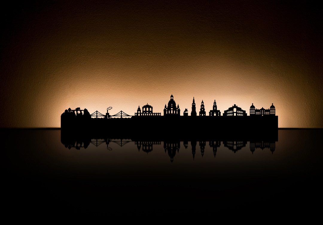 Radius Wanddekoobjekt Skyline Stadt Silhouette Wanddekoration günstig online kaufen
